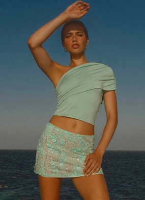Relaxed Cut Kandi Mini Skirt - Mint Relaxed Lines Low Maintenance Kandi Mini Skirt - Mint