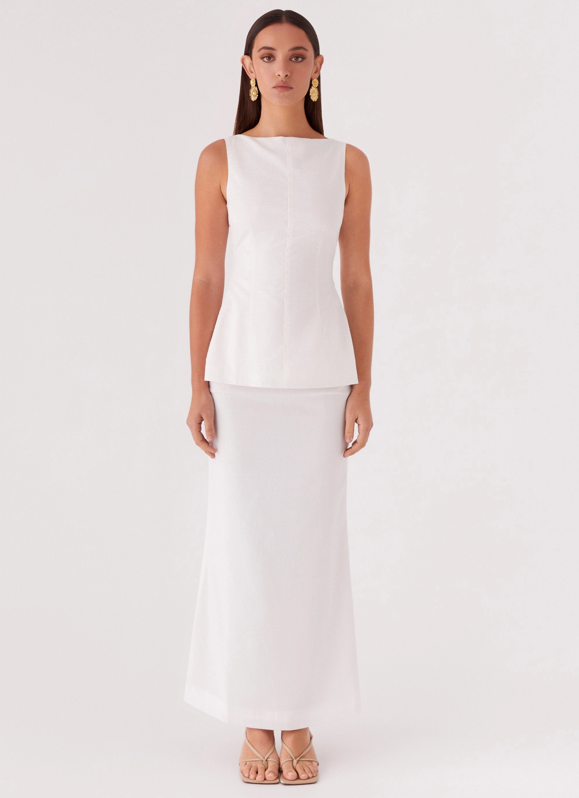 MeshPanel Mooney Linen Top - White