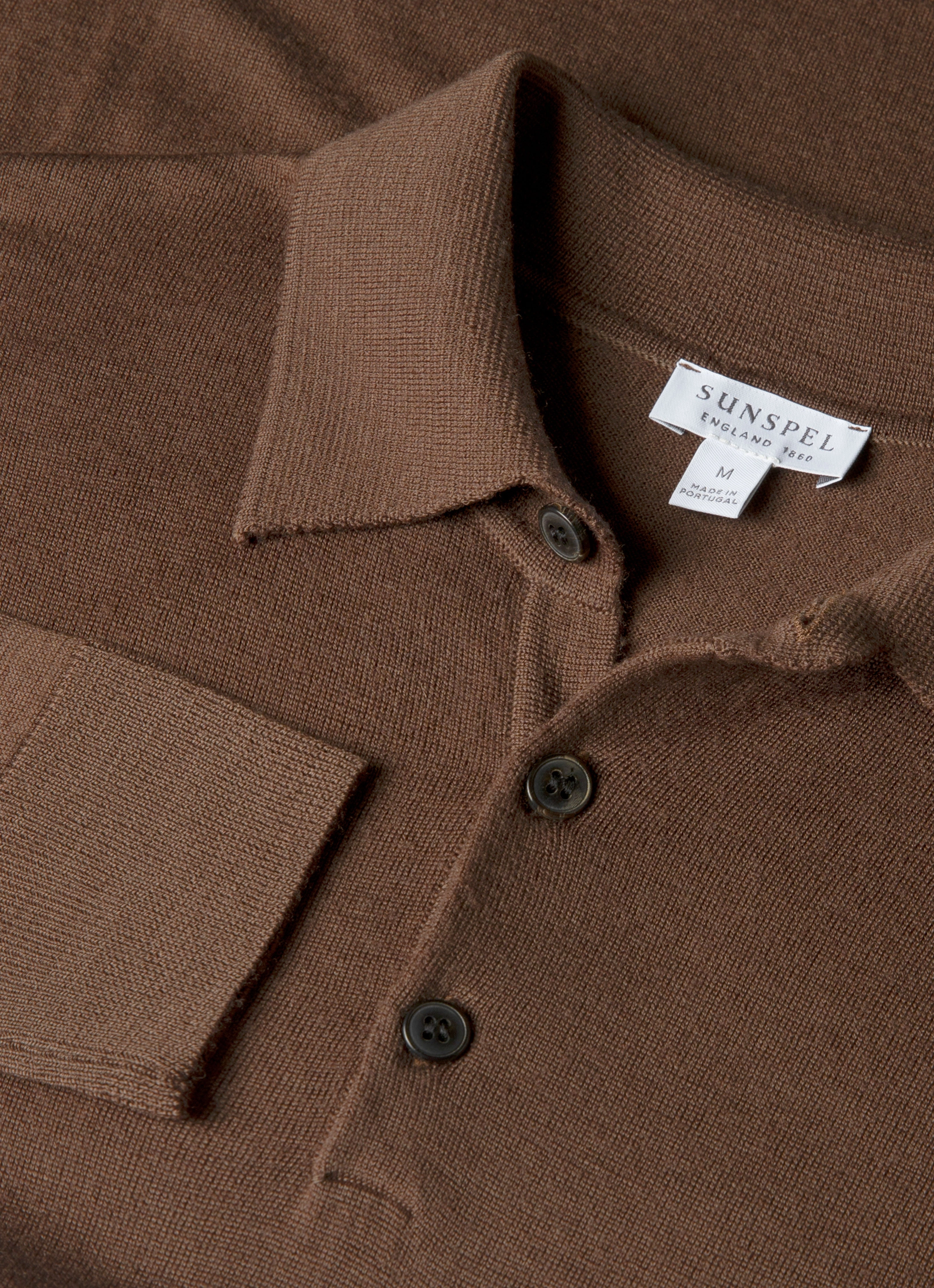 Men's Extra-Fine Merino Polo Shirt in Bark Summer Party