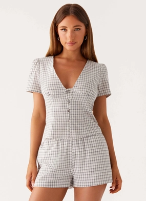 Relaxed Fit Engineering Adalina Button Up Top - Grey Check Adalina Button Up Top - Grey Check Hypoallergenic Fiber