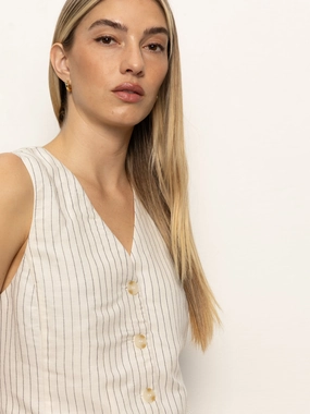 Relaxed Modern Vest Natural Metallic Stripe Rugby styles Smart Wear Relaxed Modern Vest Natural Metallic Stripe