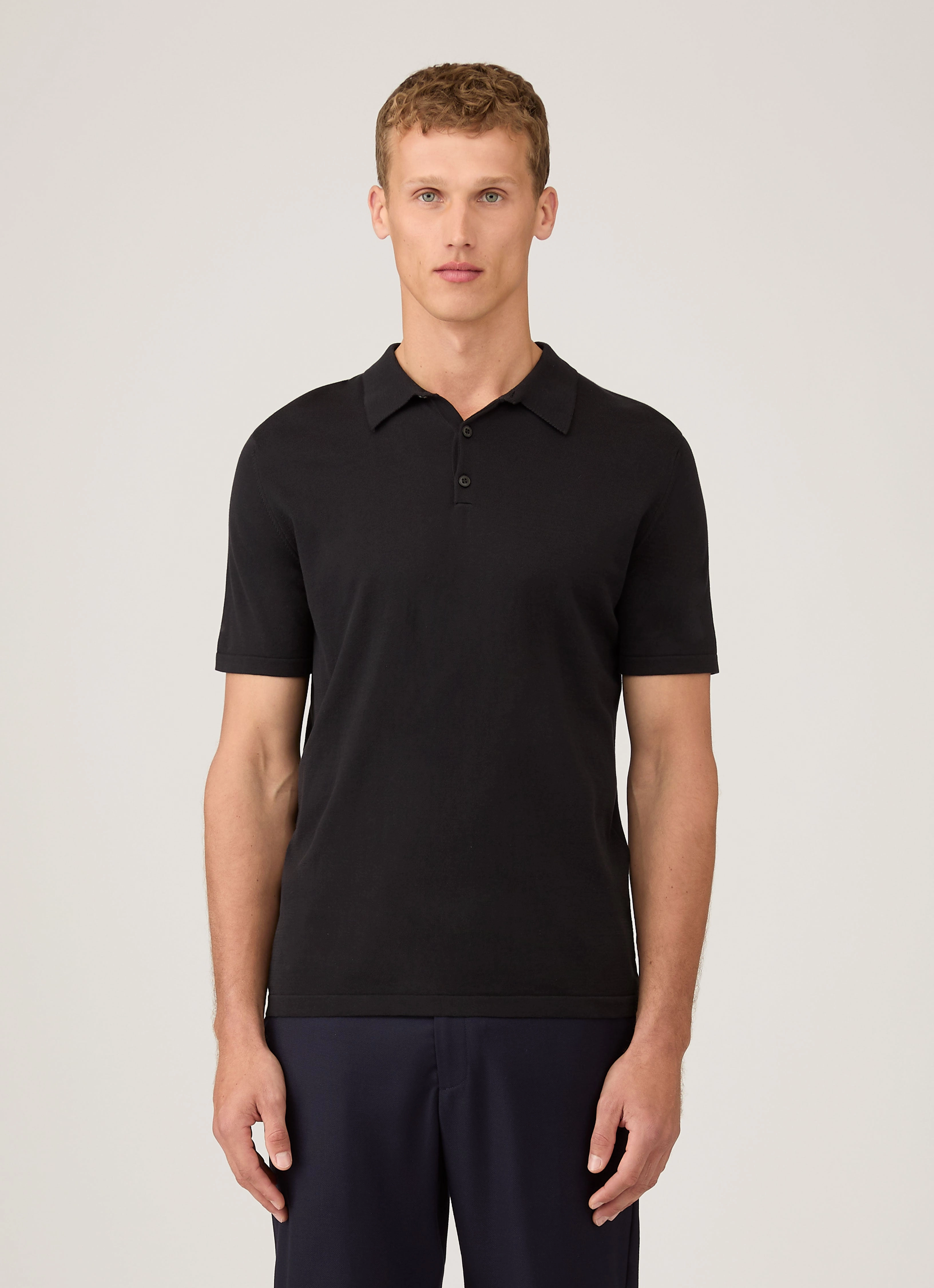 Vibrant Wear Casual Wear Men's Sea Island Cotton Knit Polo Shirt in Black