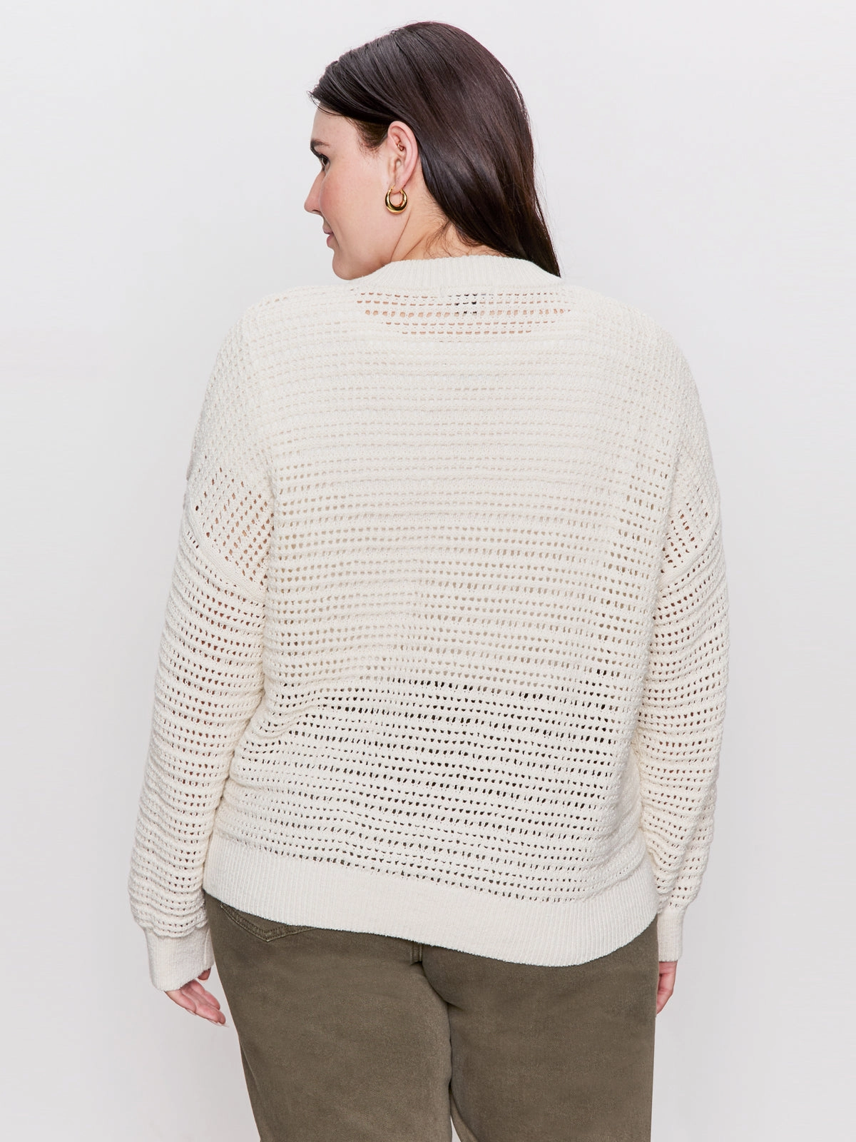 Open Knit Bomber Jacket Chalk Extended Sizing Sweat Wicking Lining Seasonal Warmth