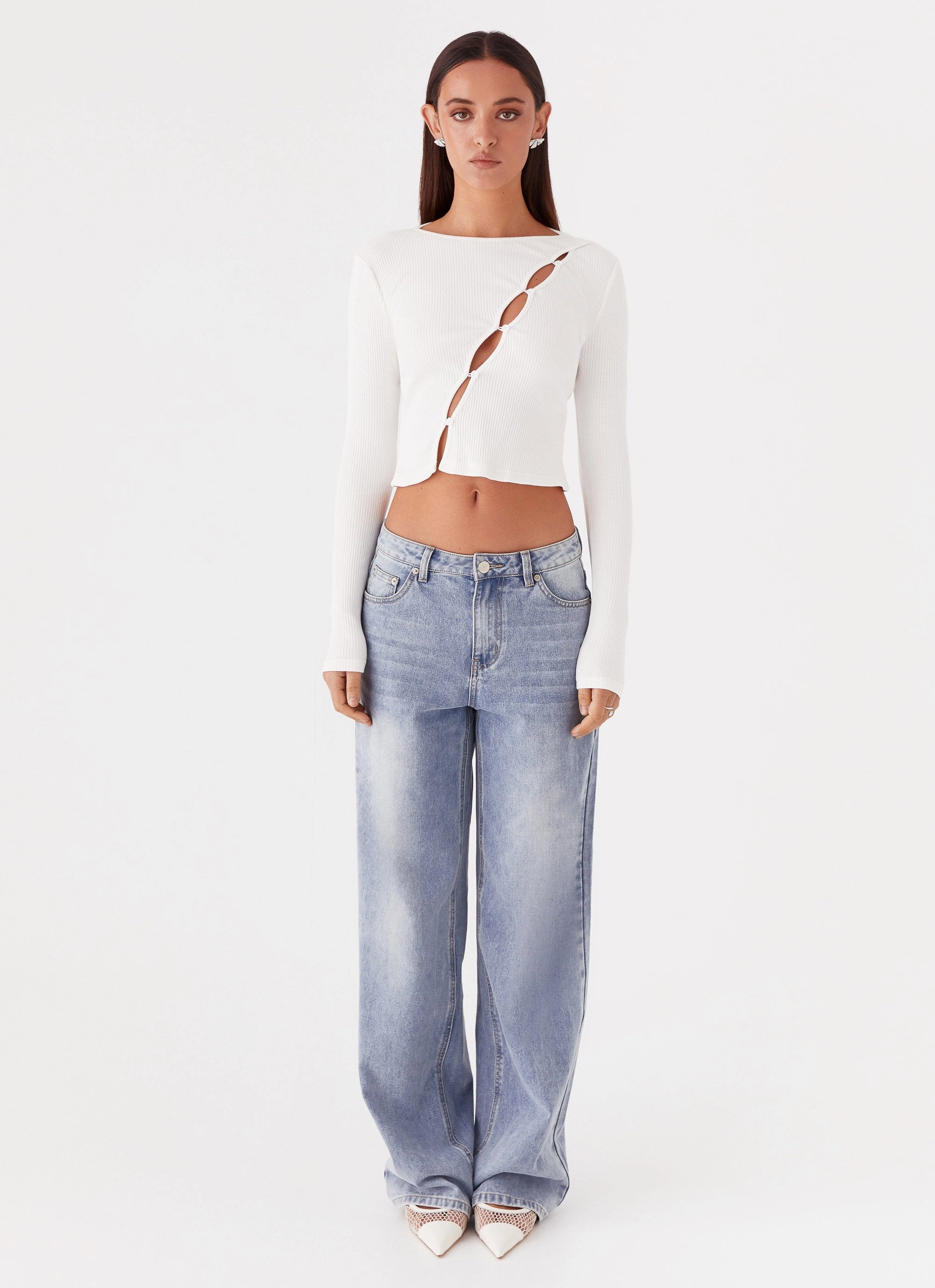 ContrastTipping Cassius Long Sleeve Top - Ivory