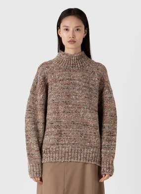 Relaxed Texture Women's Oversized Textured Jumper in Camel Donegal Leisure Look Women's Oversized Textured Jumper in Camel Donegal