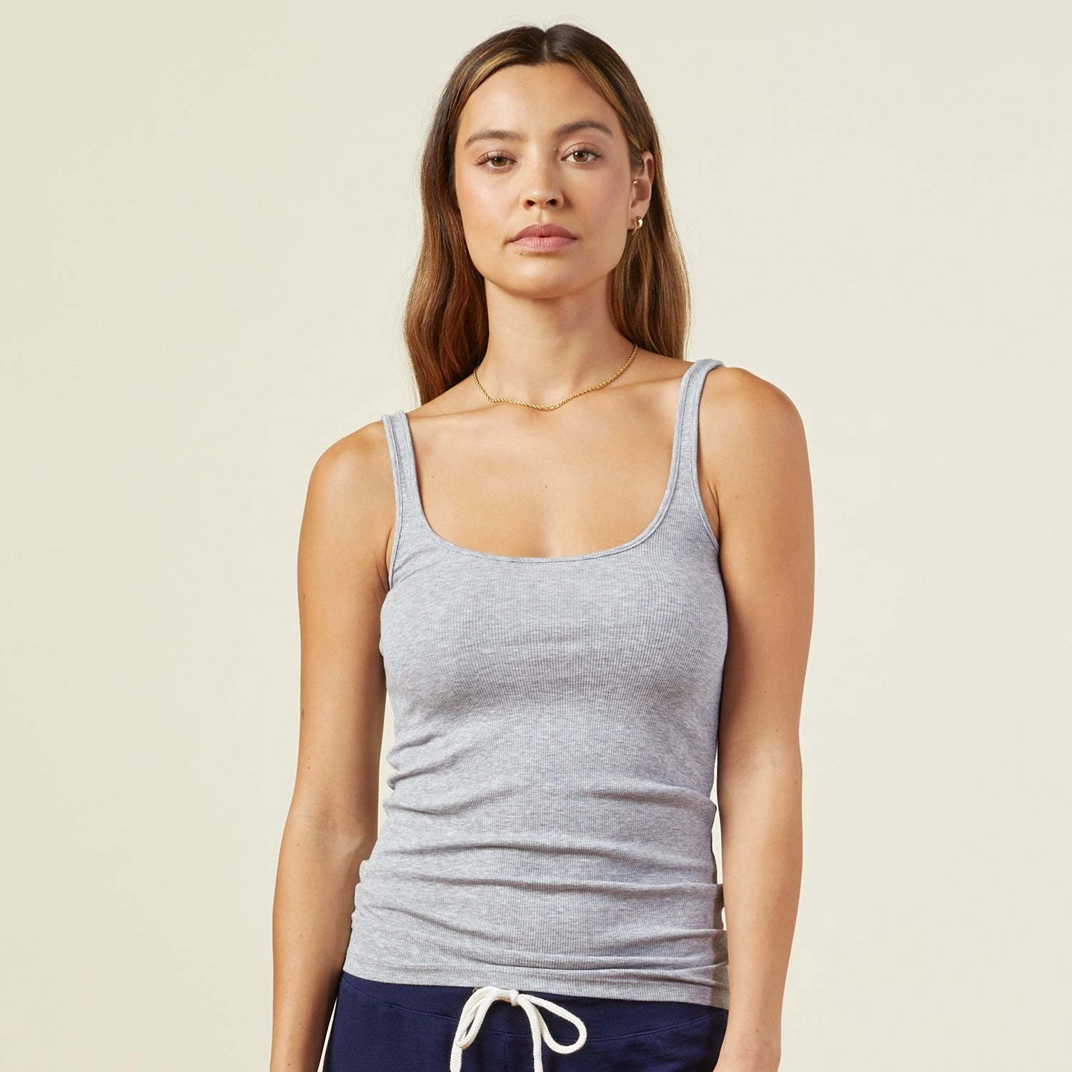 Supimafine Rib Scoop Neck Tank Antibacterial Fabric