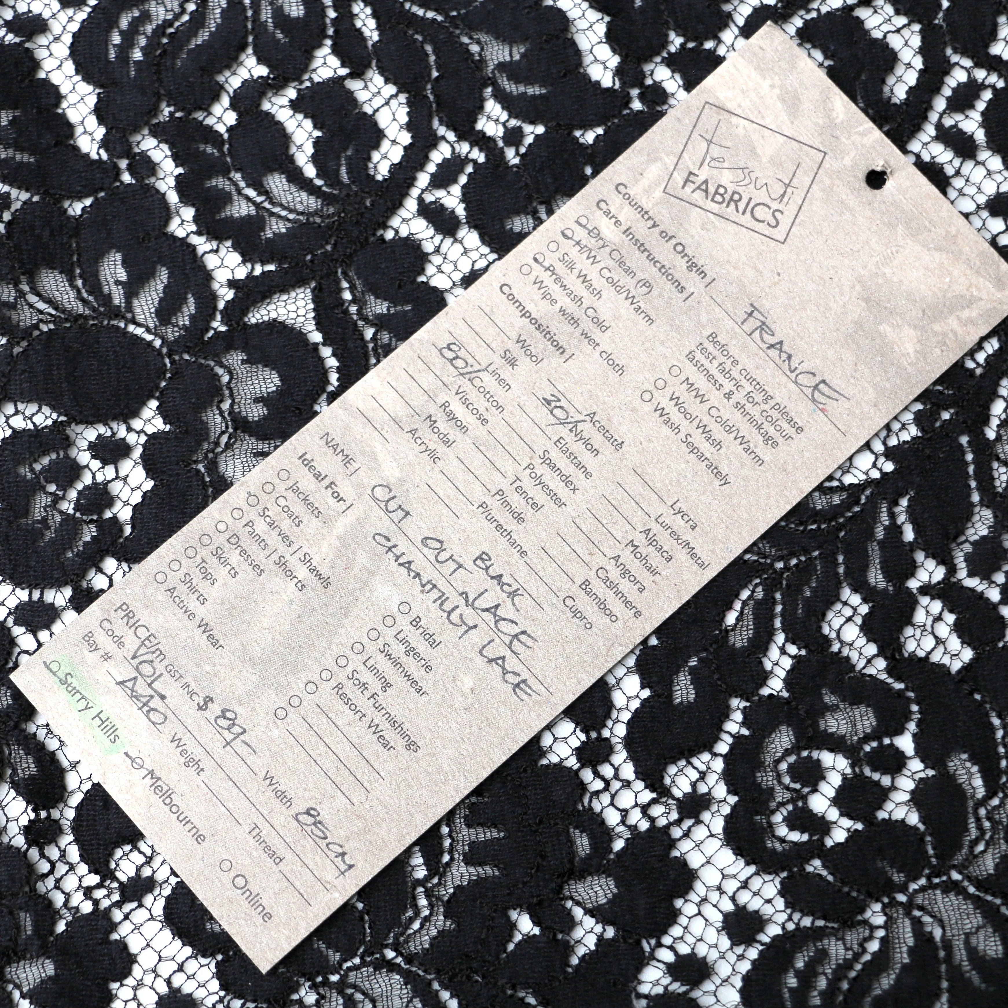 Remnant of Cut Out Black Lace