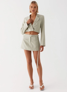 Renyold Mini Skirt - Sage Comfortable Cut Durable Hem Renyold Mini Skirt - Sage