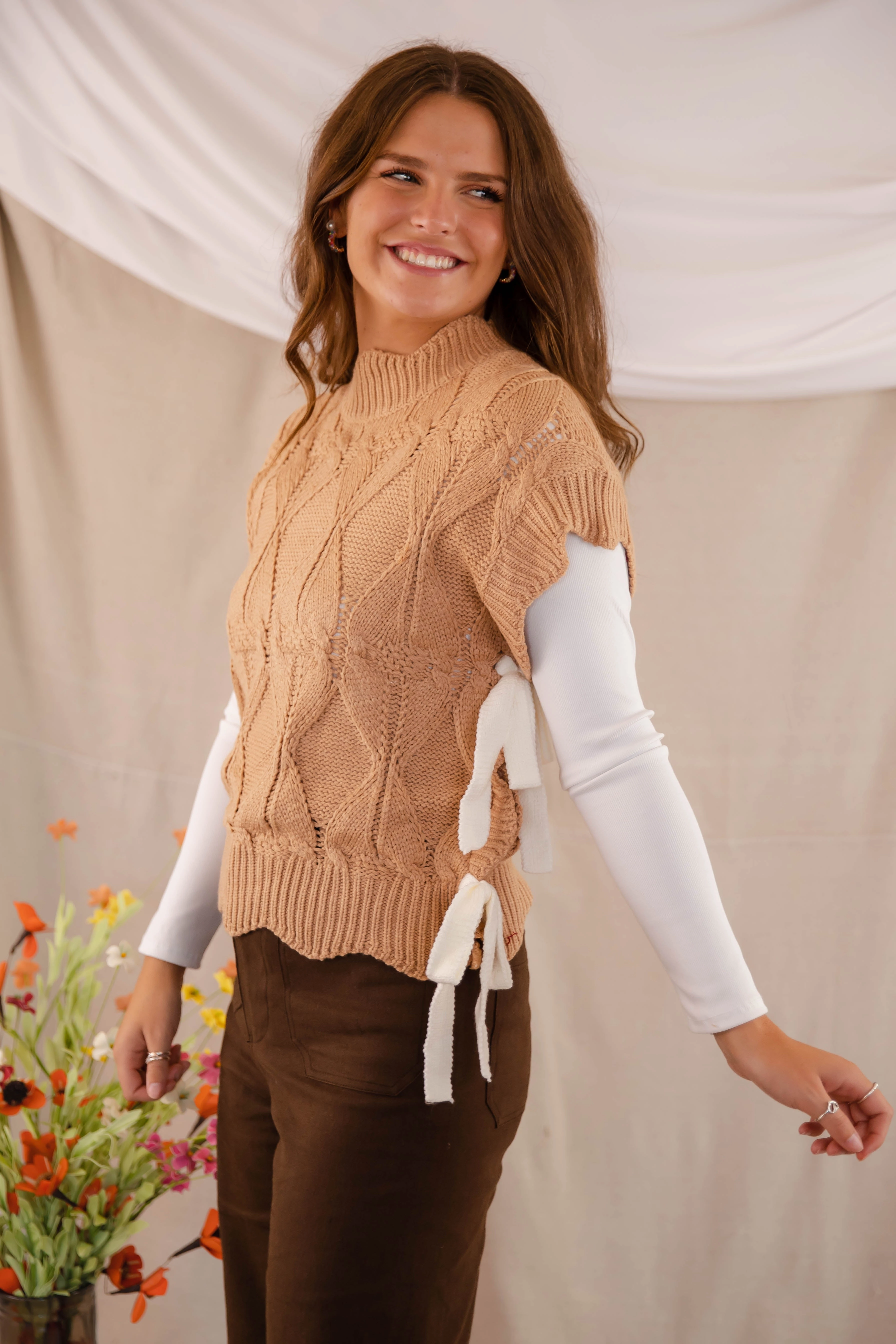 NonFade Dye FlexibleRibbing RESTOCK: Please and Thank You Sweater Vest-Mocha