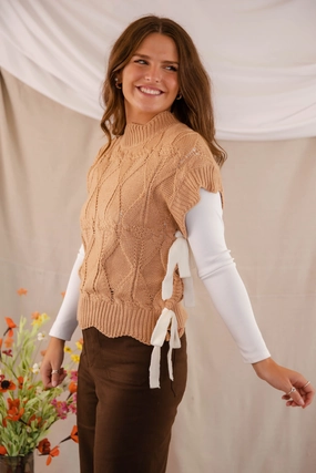 NonFade Dye FlexibleRibbing RESTOCK: Please and Thank You Sweater Vest-Mocha