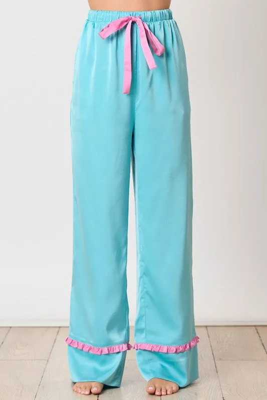 Retro Dreams Blue Satin Pajamas