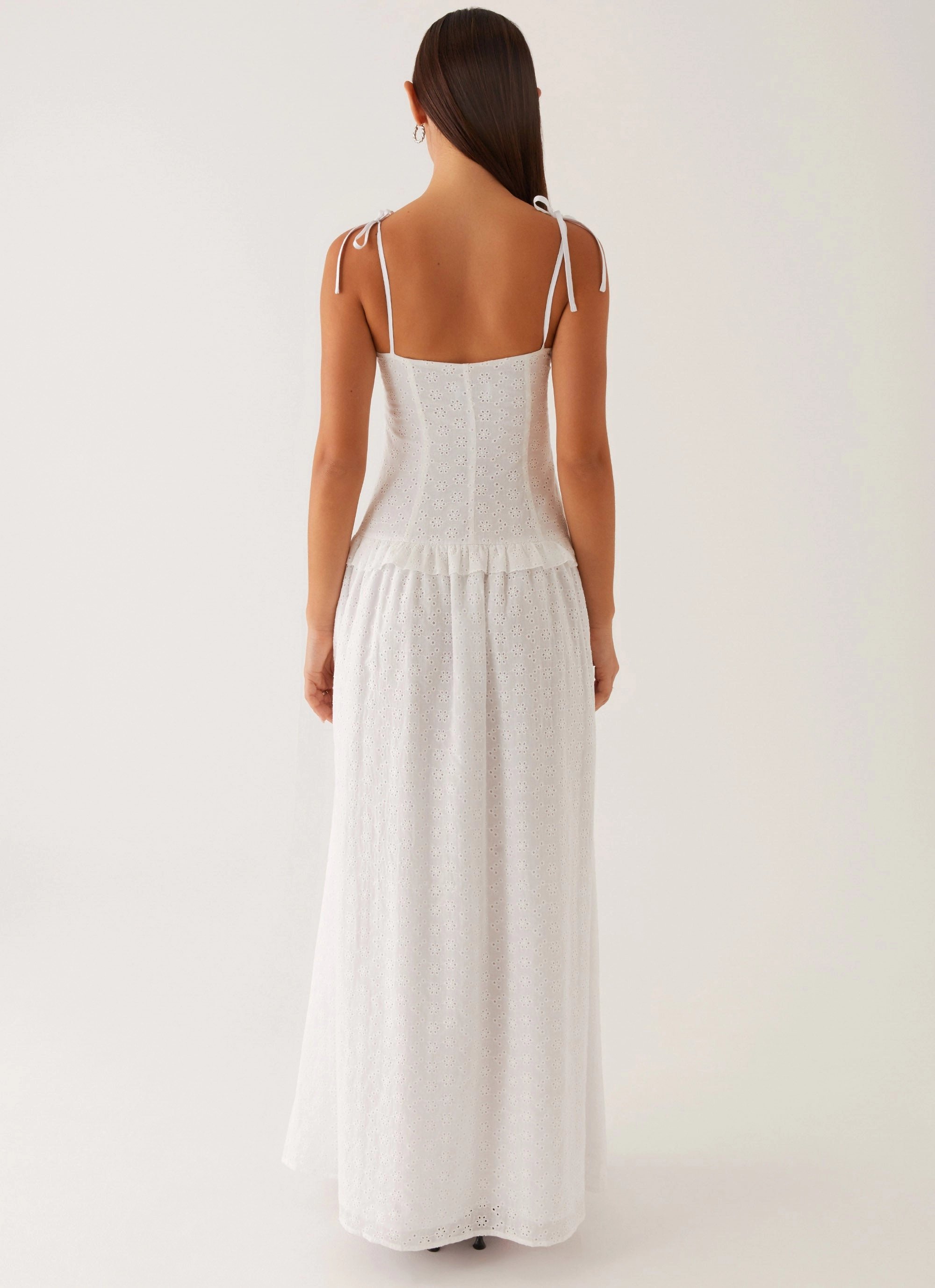 Reveria Twist Maxi Dress - Ivory Mesh-Detail Bold Fashion