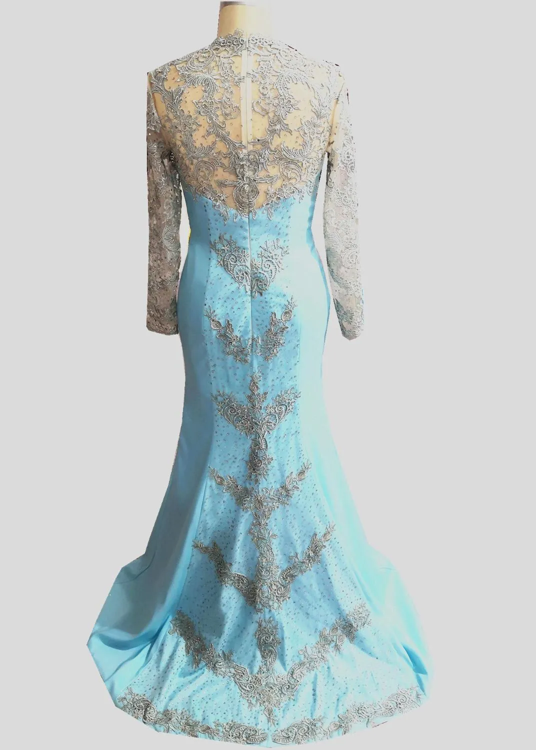 Rhinestones Beaded Appliques Mother of the Bride Dresses Mint Green Mermaid Wedding Dress Sparkly Long Sleeve Formal Party Gowns