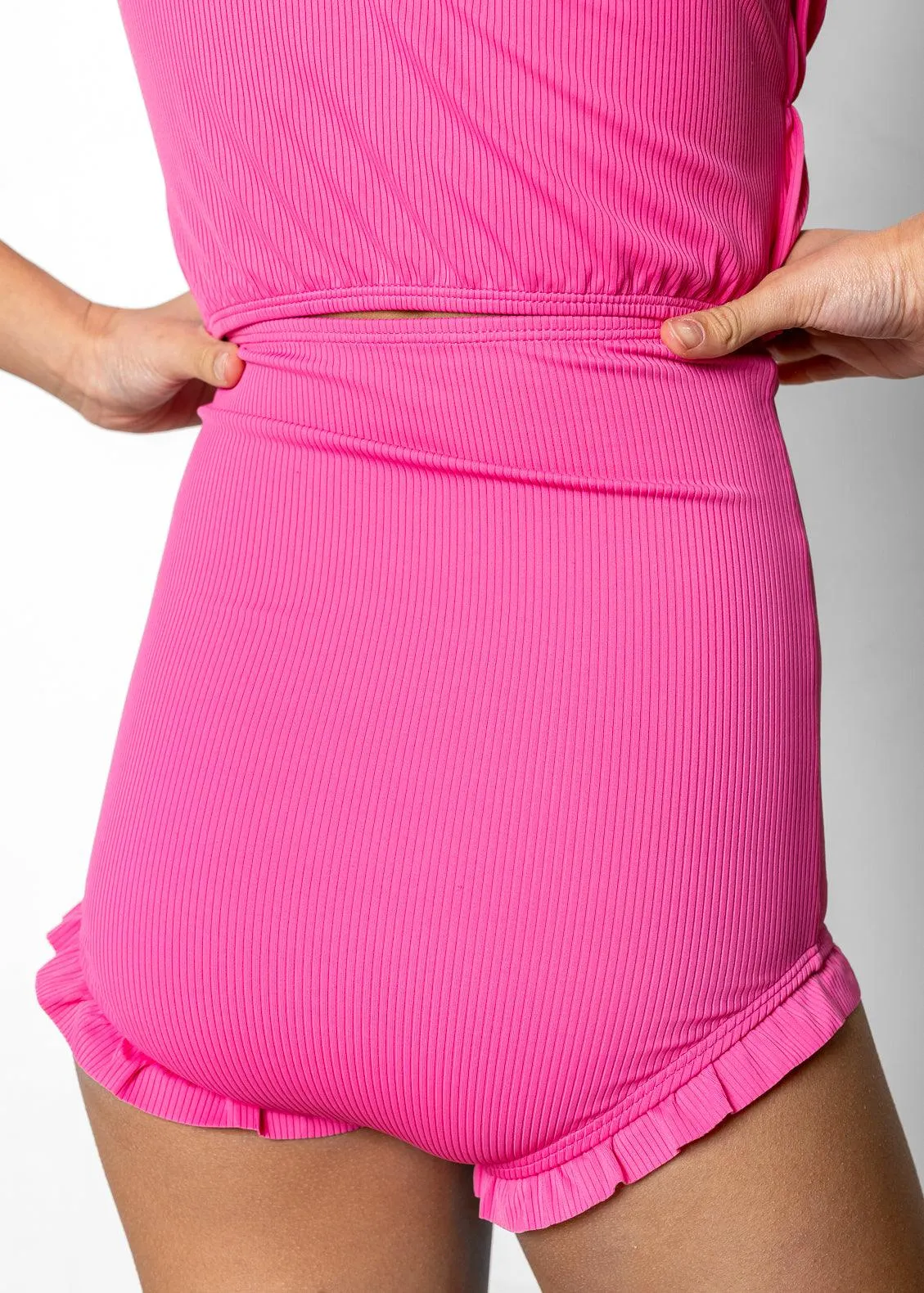 Ribbed Azalea Pink | Youth All Ruffled Up Bottoms