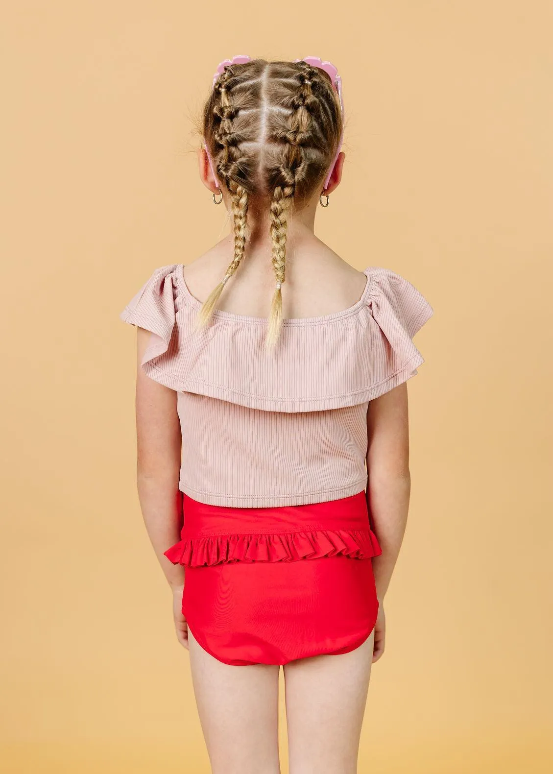 Ribbed Light Mauve | Mini Ruffled Around Top