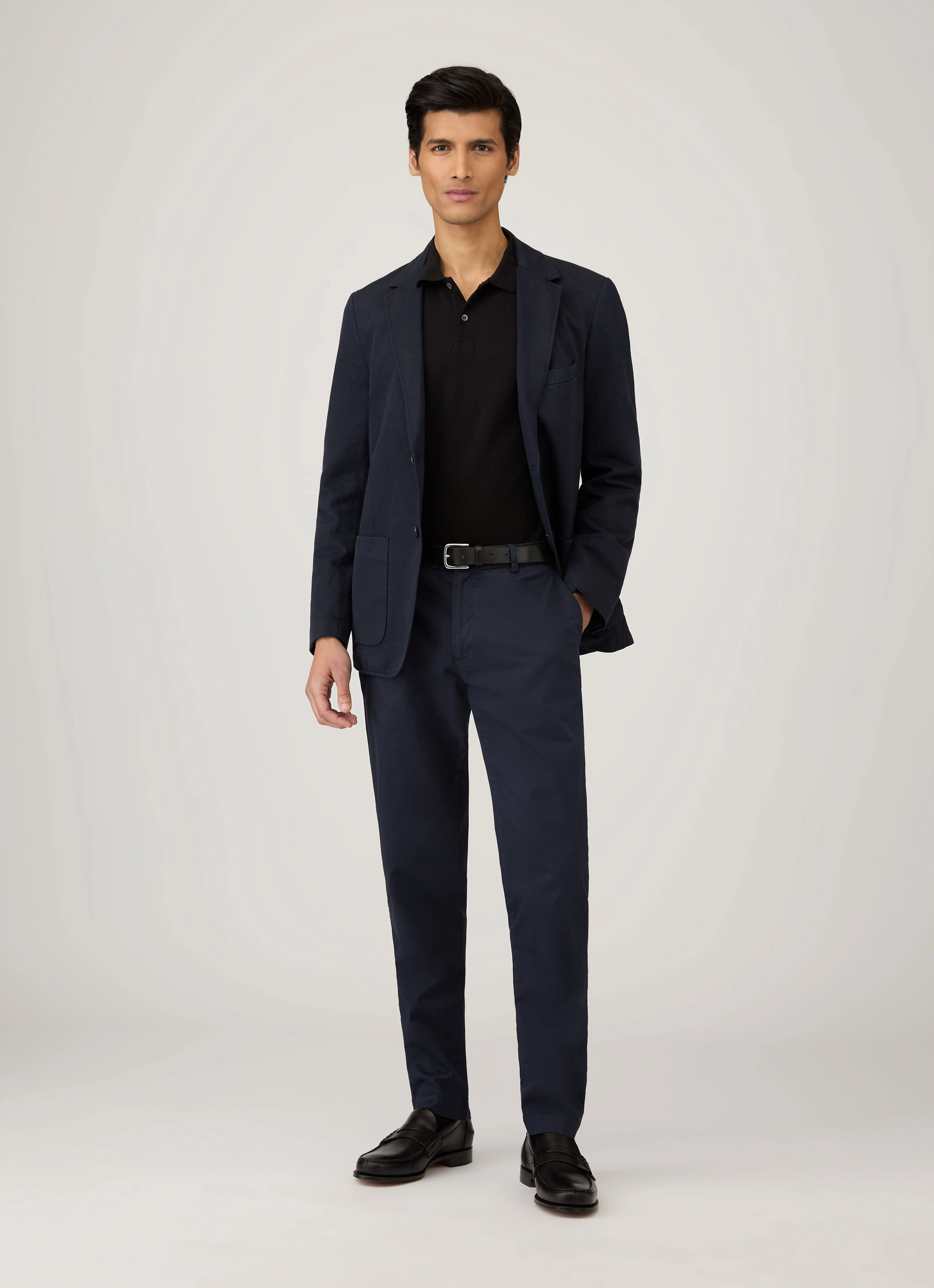 Men's Long Sleeve Piqu?? Polo Shirt in Black Urban Chic