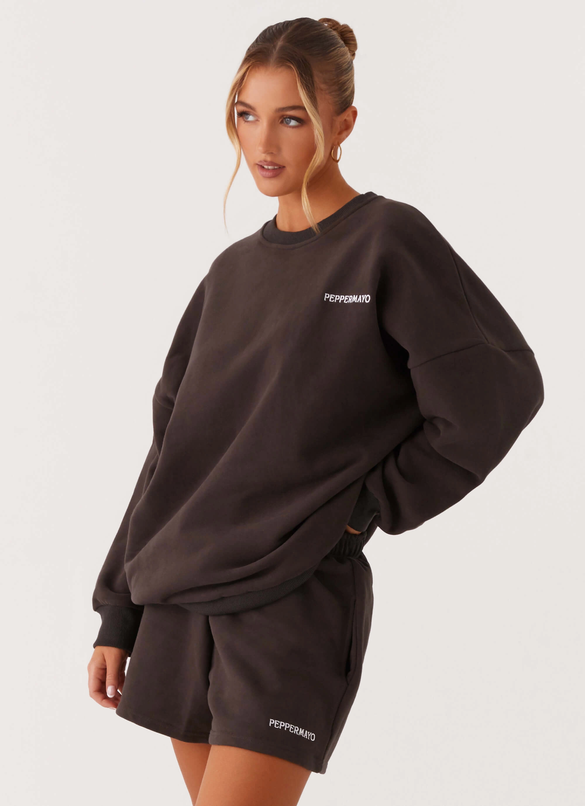 Modern Drape Signature Oversized Sweatshirt - Charcoal