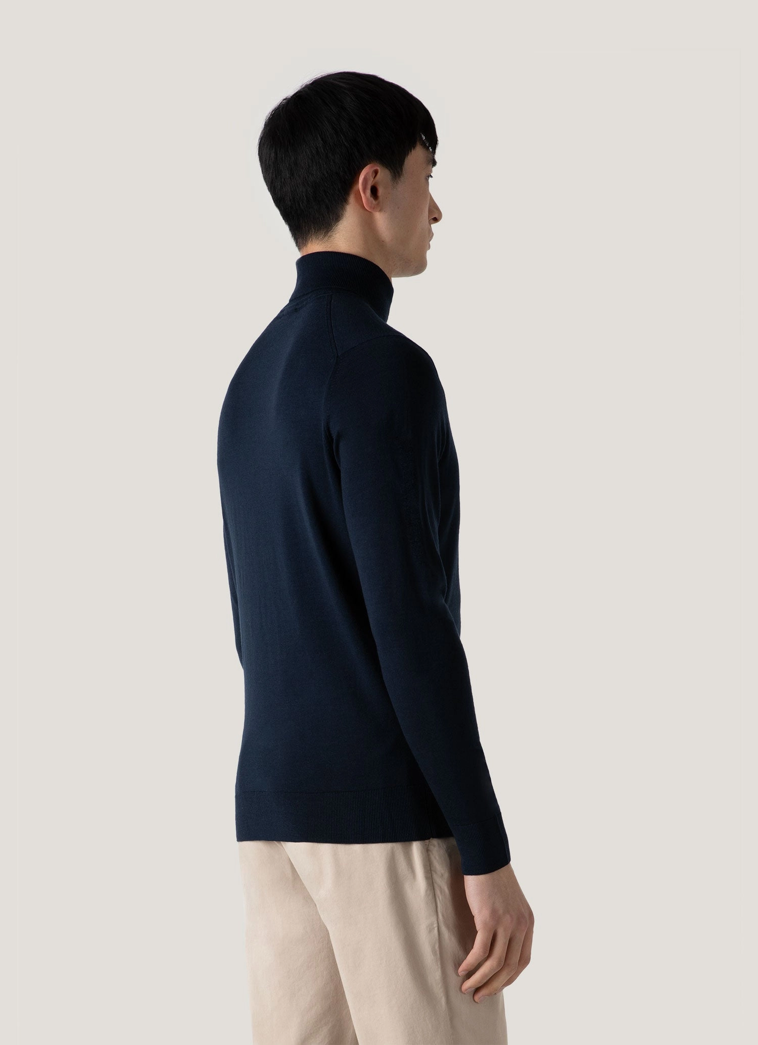 Men's Extra-Fine Merino Roll Neck in Light Navy Neutral palette