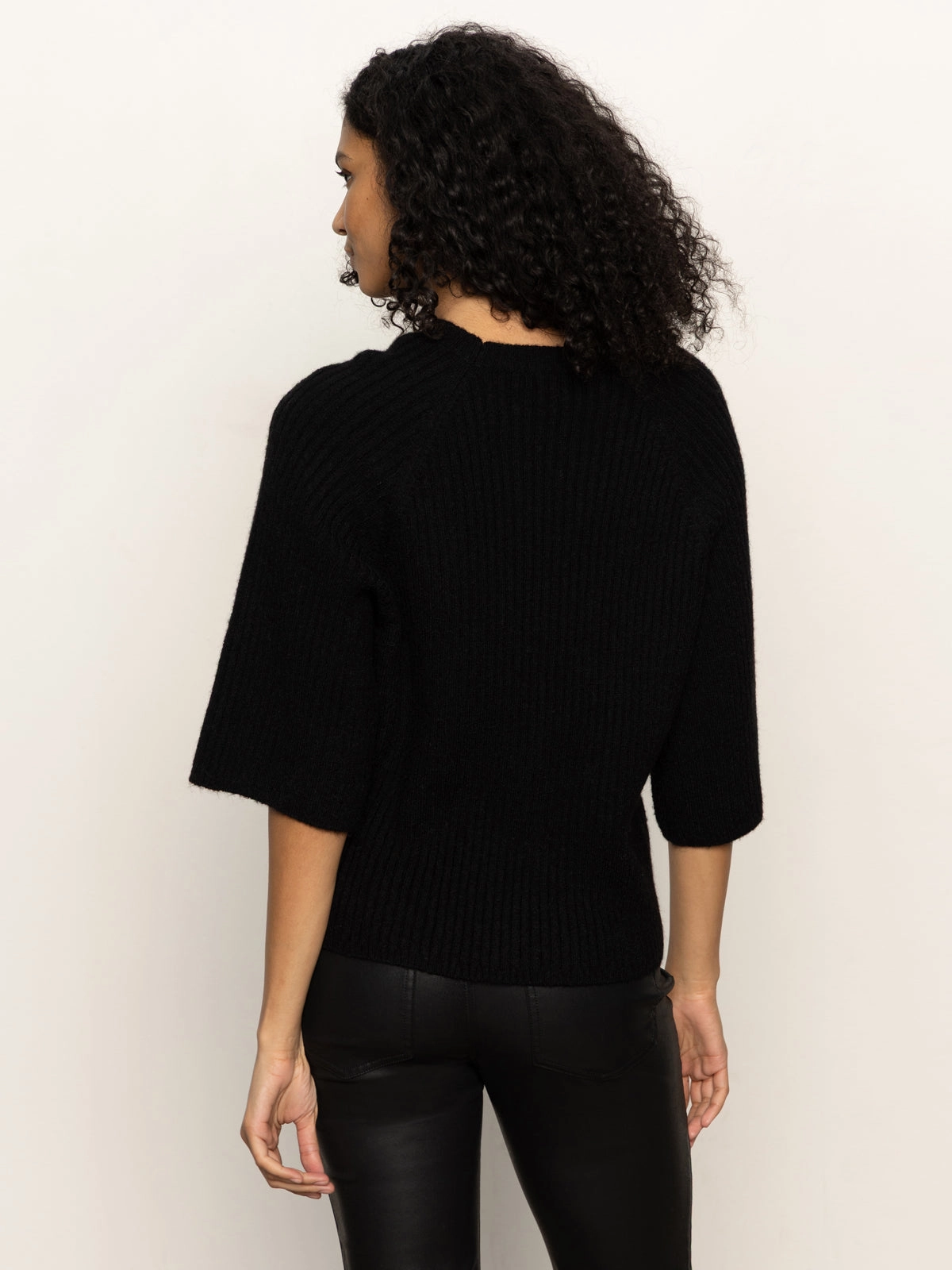 Chic Look Ribbed Sweater Tee Black