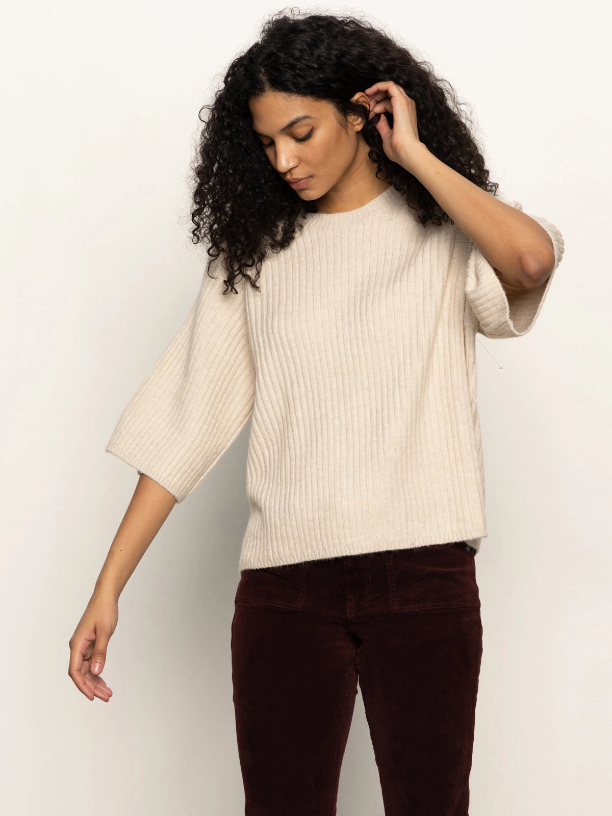 Ribbed Sweater Tee Mother Of Pearl Minimal Casual Style