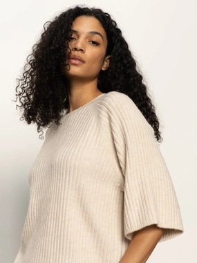Non Irritating Ribbed Sweater Tee Mother Of Pearl