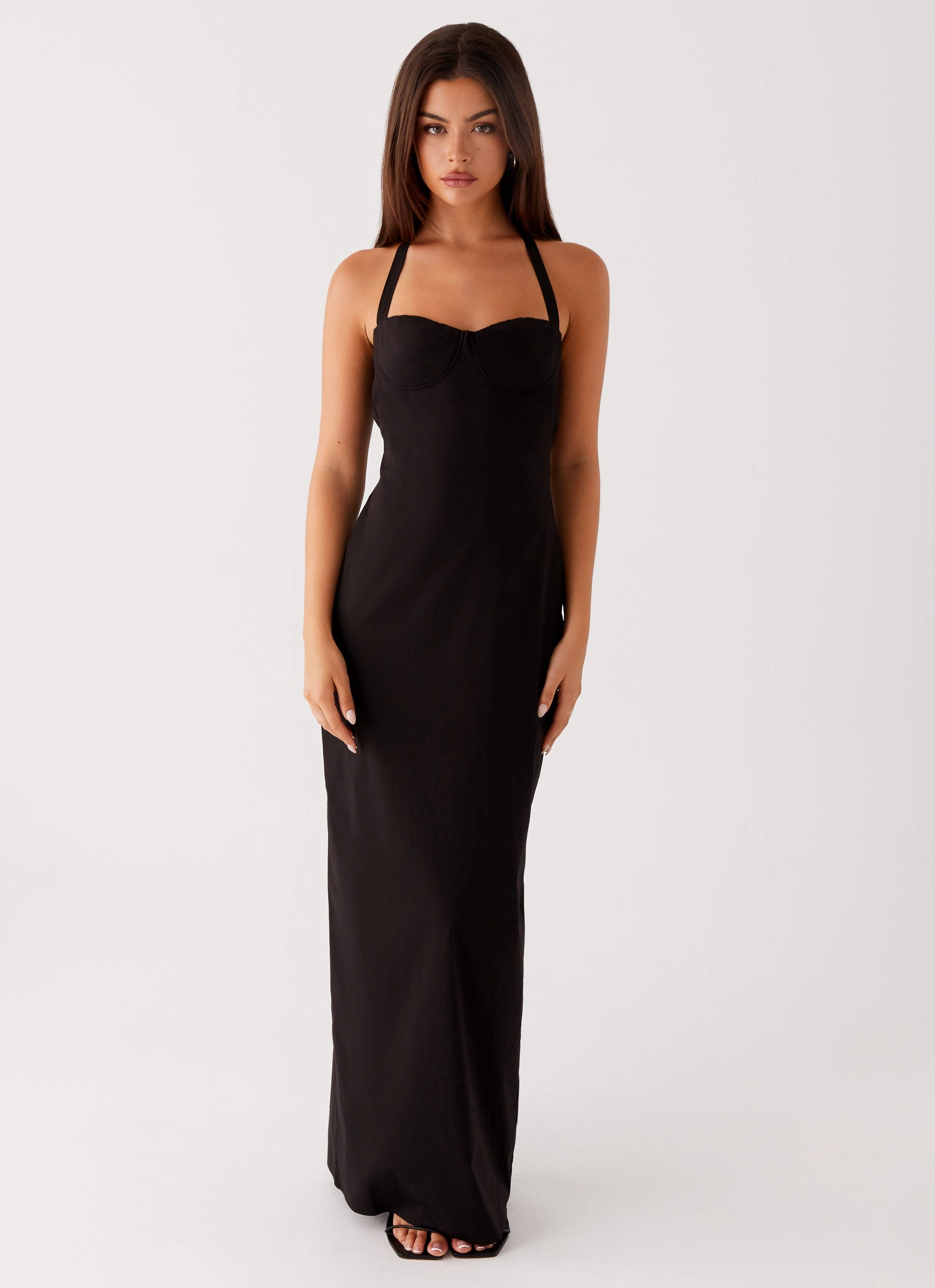Smart and Elegant Chic Waist Cheryl Maxi Dress - Black