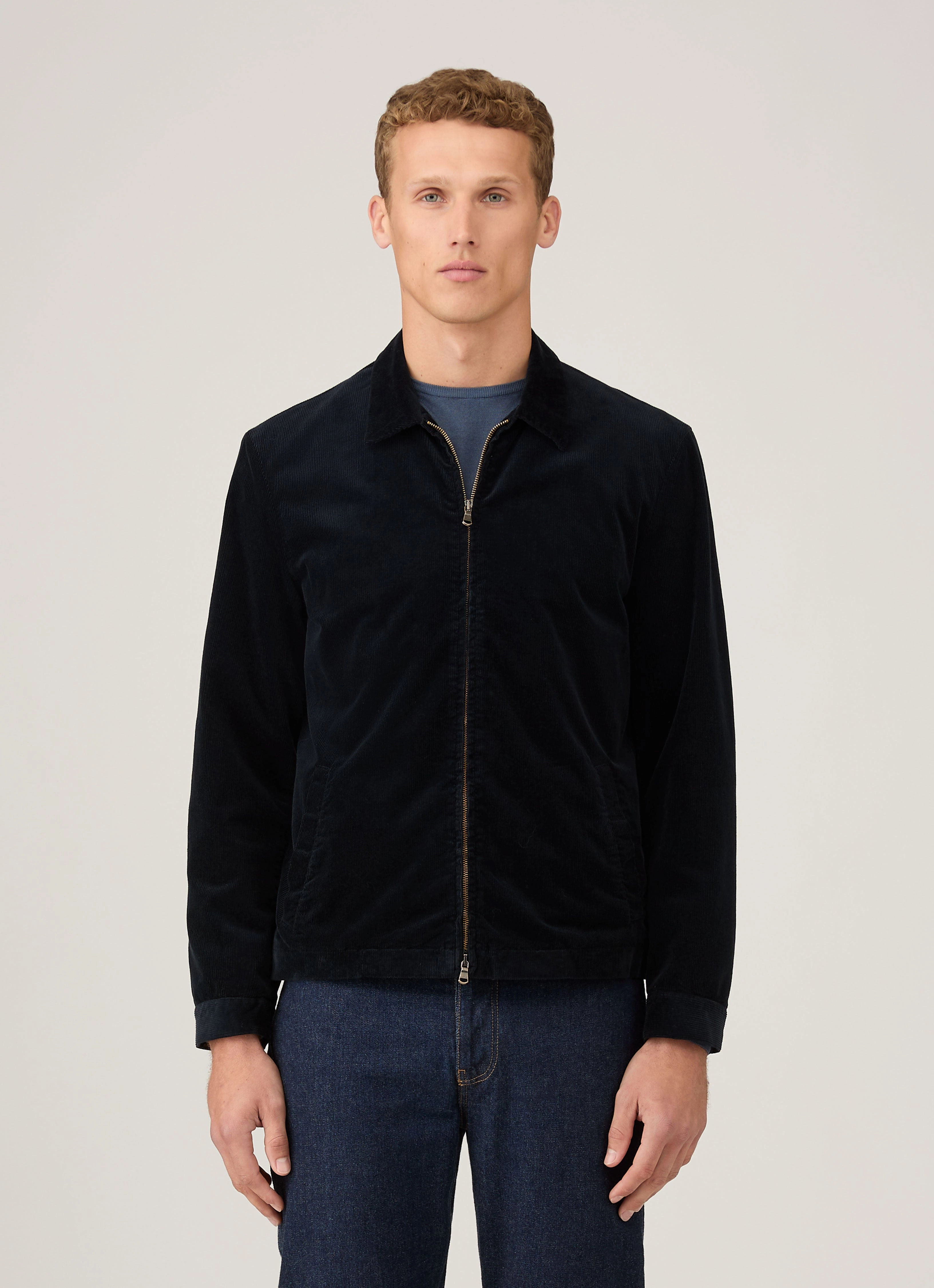 Men's Corduroy Harrington Jacket in Navy Thermal Gear Water Resistant