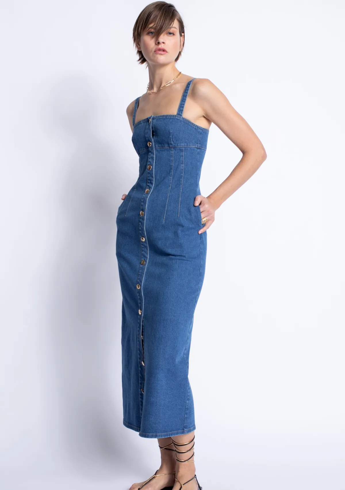 Summer Friendly Climate-Adaptive Rio Denim Midi Dress