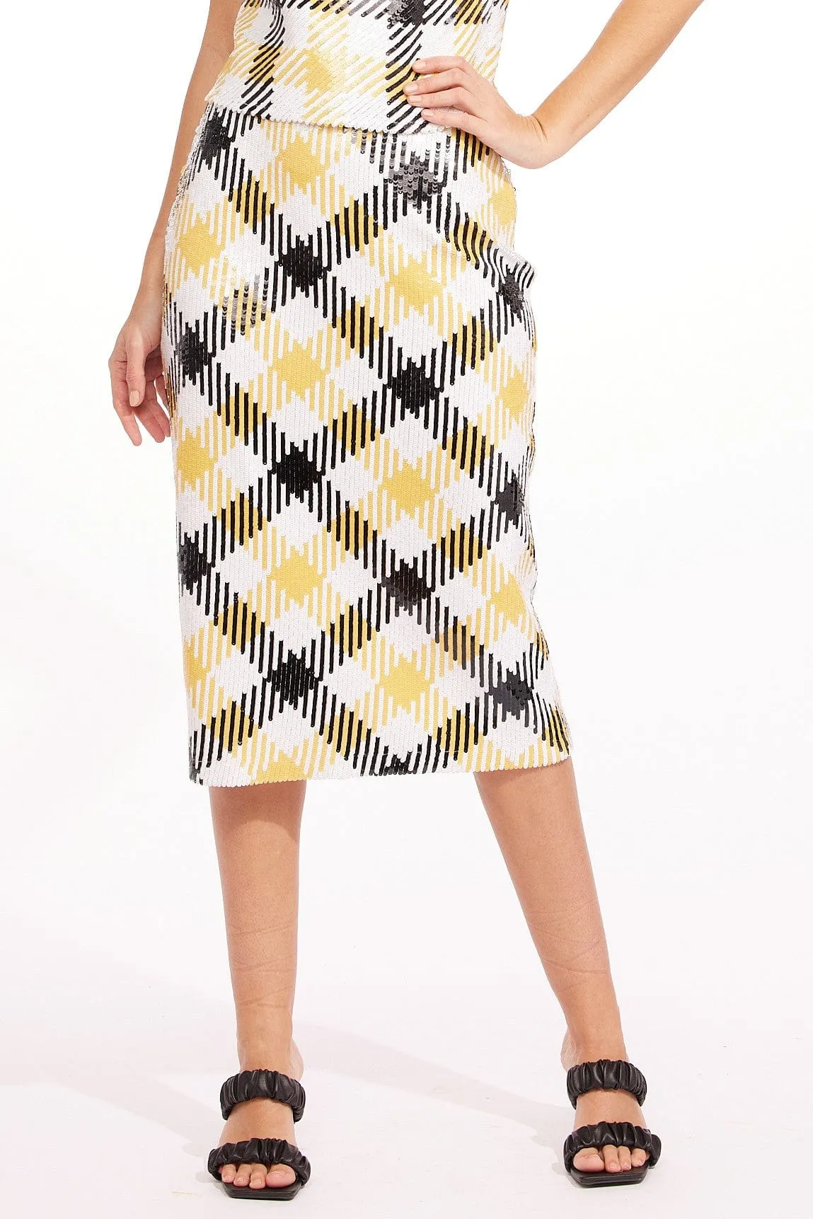 Rita Skirt - Canary Plaid Soft Tones Subtle Finish