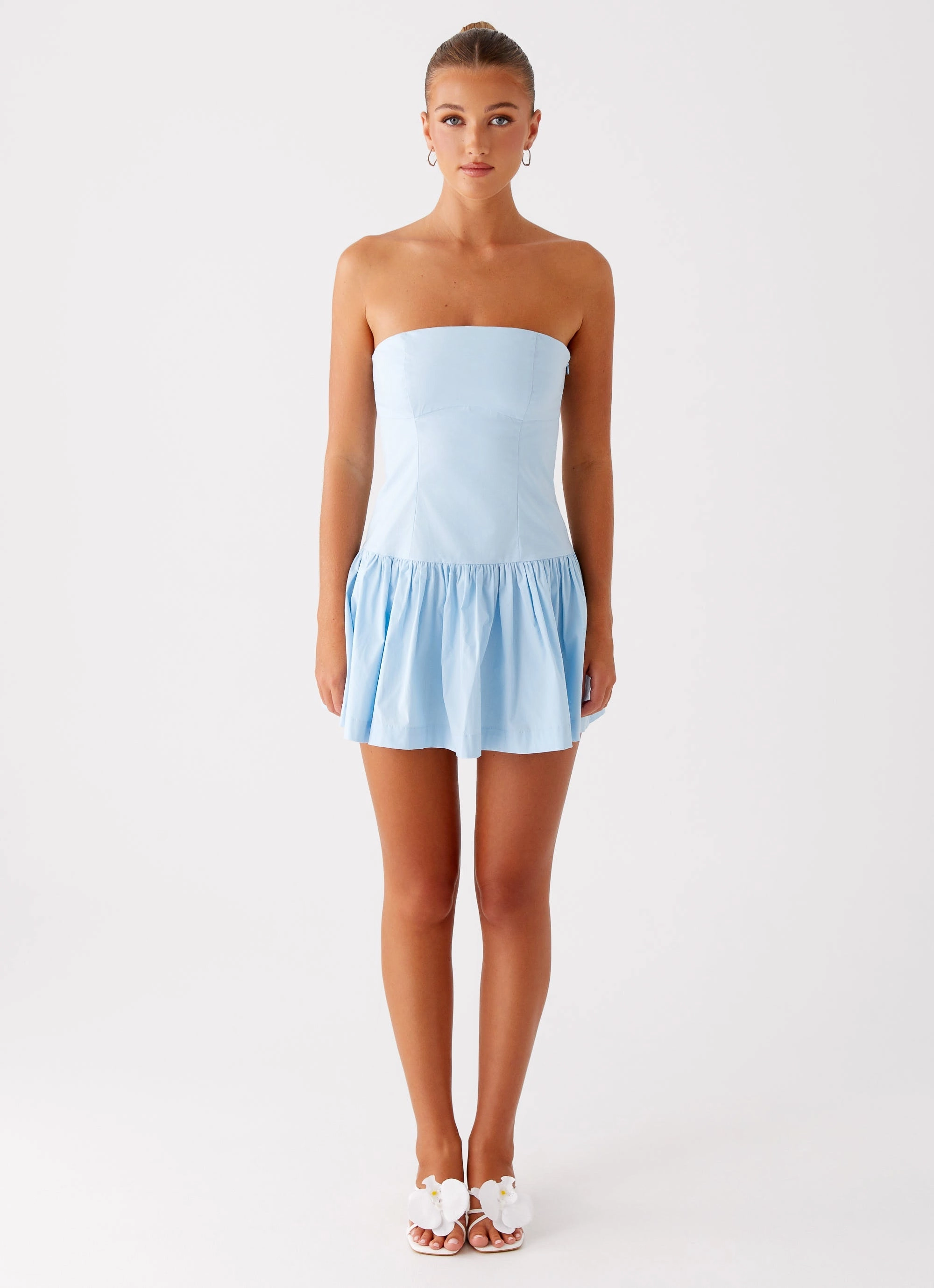 Riviera Mini Dress - Blue Playful Cut Flared-Hem