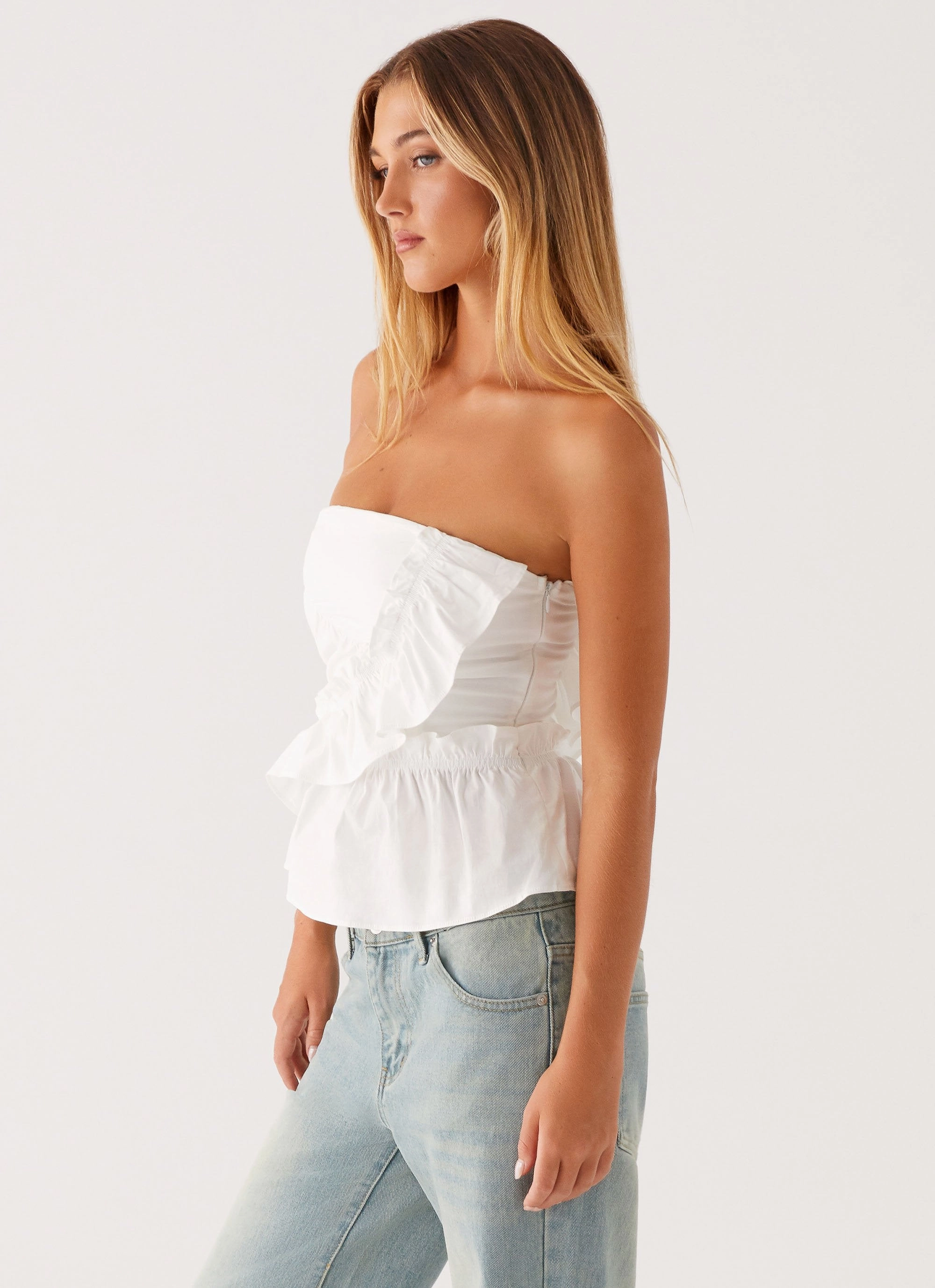 StainRepellentCoating Roisin Ruched Top - White