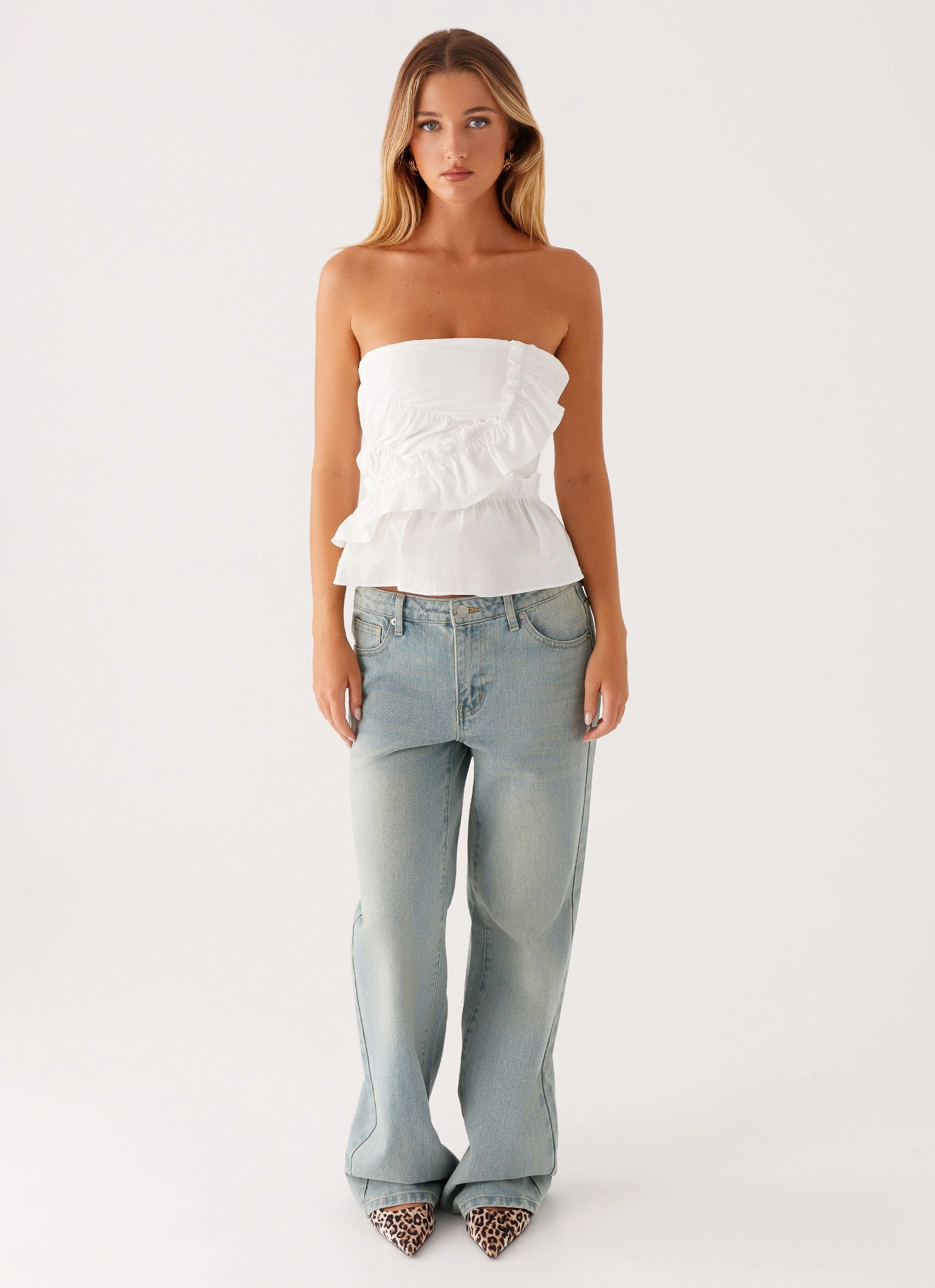 Quick Dry Fabric Roisin Ruched Top - White