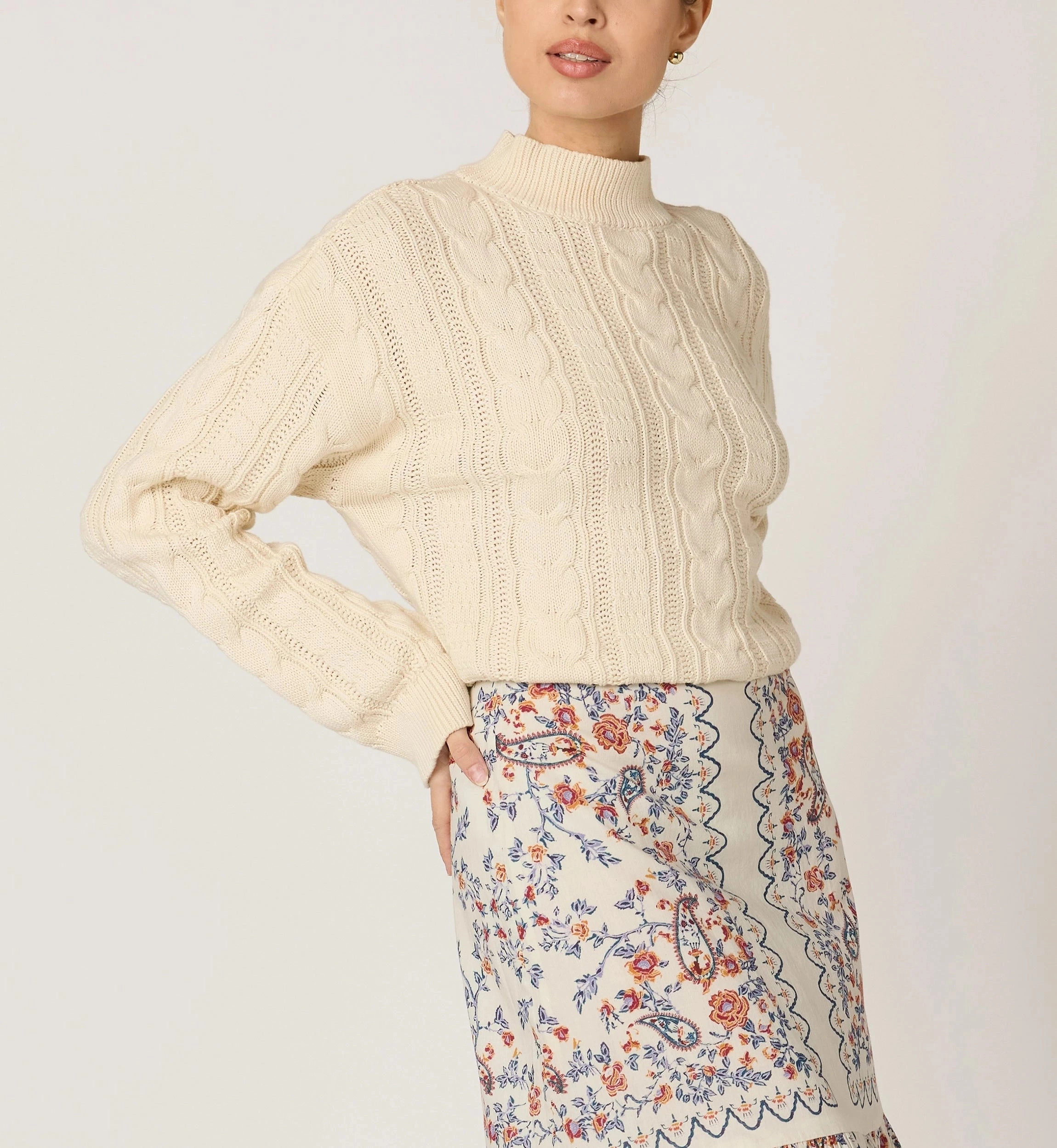 MicrofiberBlend Fashionable Look Janie Sweater | Ivory