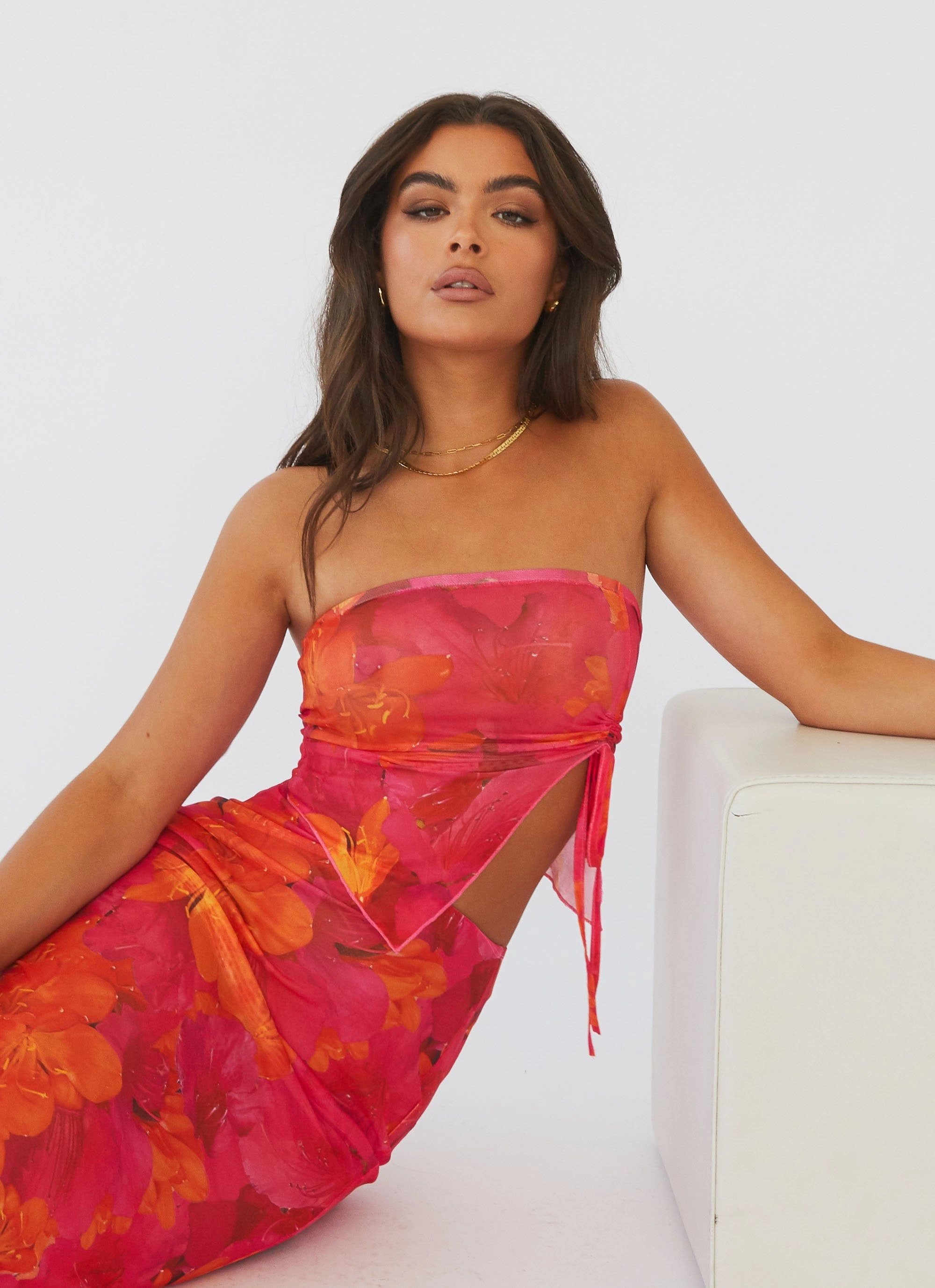 TemperatureRegulating Rooftop Party Mesh Tube Top - Floral Sun