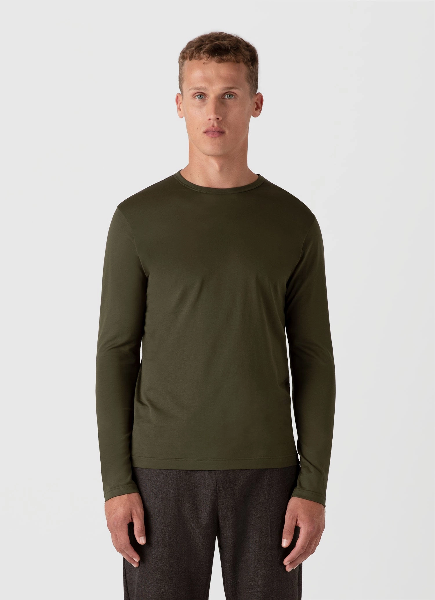 Relaxed Movement Men's Long Sleeve Classic T-shirt in Pine Green