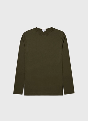 Roomy Comfort Men's Long Sleeve Classic T-shirt in Pine Green Men's Long Sleeve Classic T-shirt in Pine Green Everyday Layering