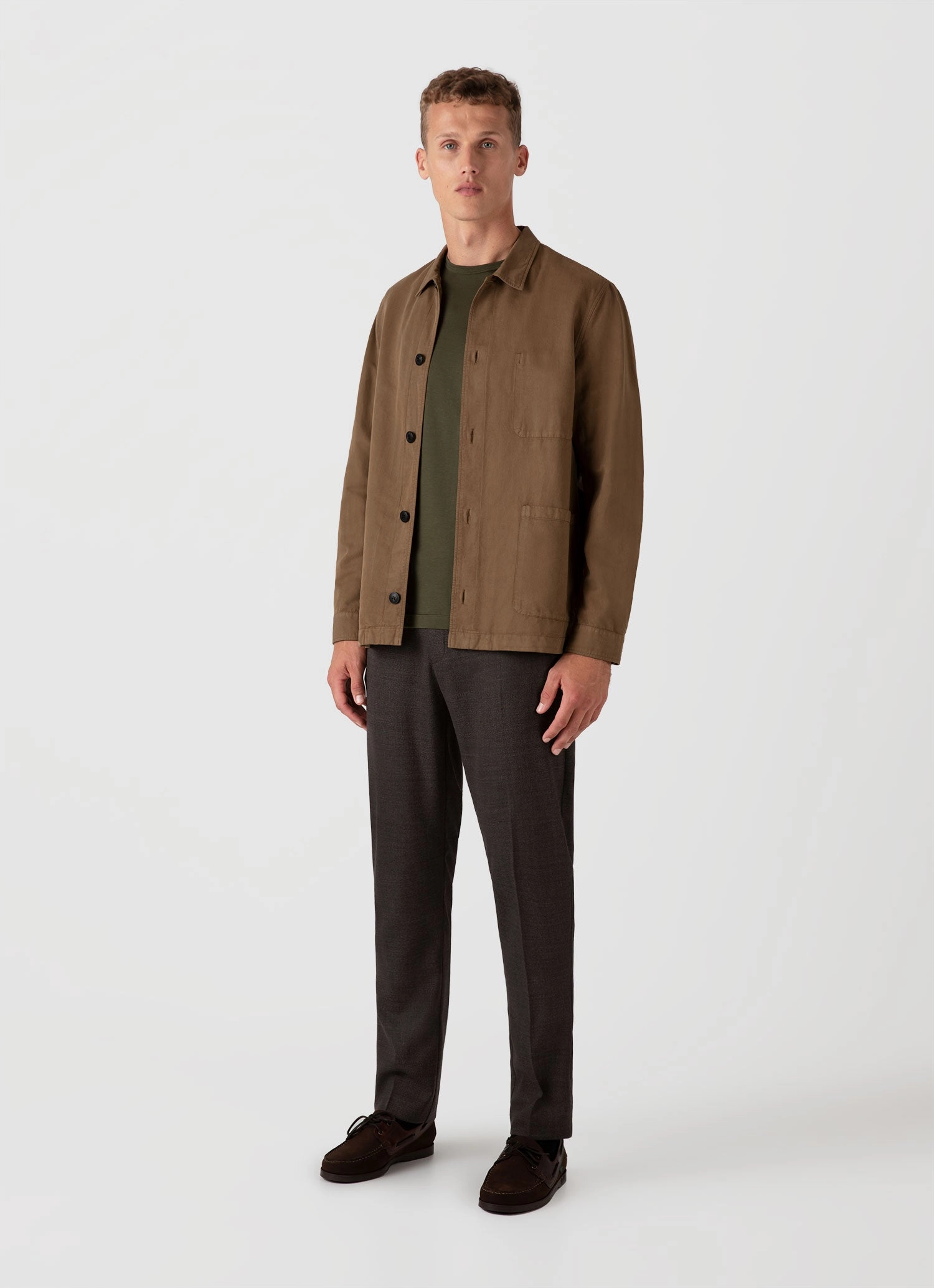 Men's Long Sleeve Classic T-shirt in Pine Green Flattering Design