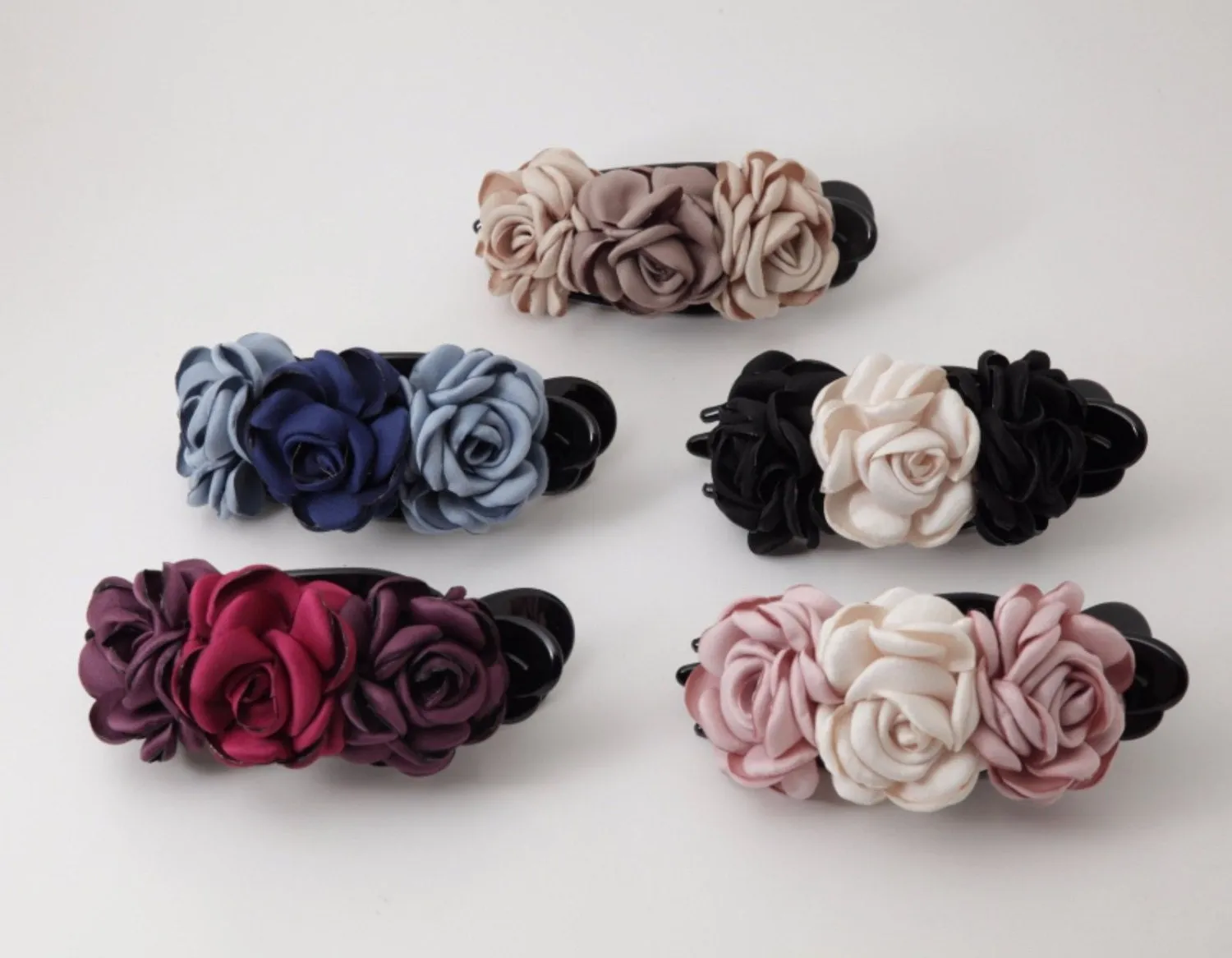 Rose Decorative 6 Prong Side hair Slide Jaw Claw Clip Clamp Flower Hair Accessories