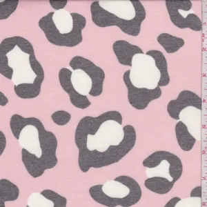 Rose Pink/Slate Leopard Jersey Knit Fabric