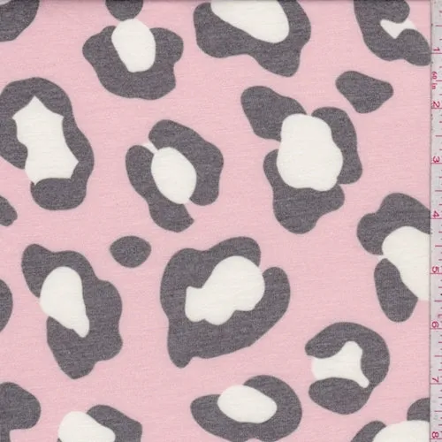 Rose Pink/Slate Leopard Jersey Knit Fabric