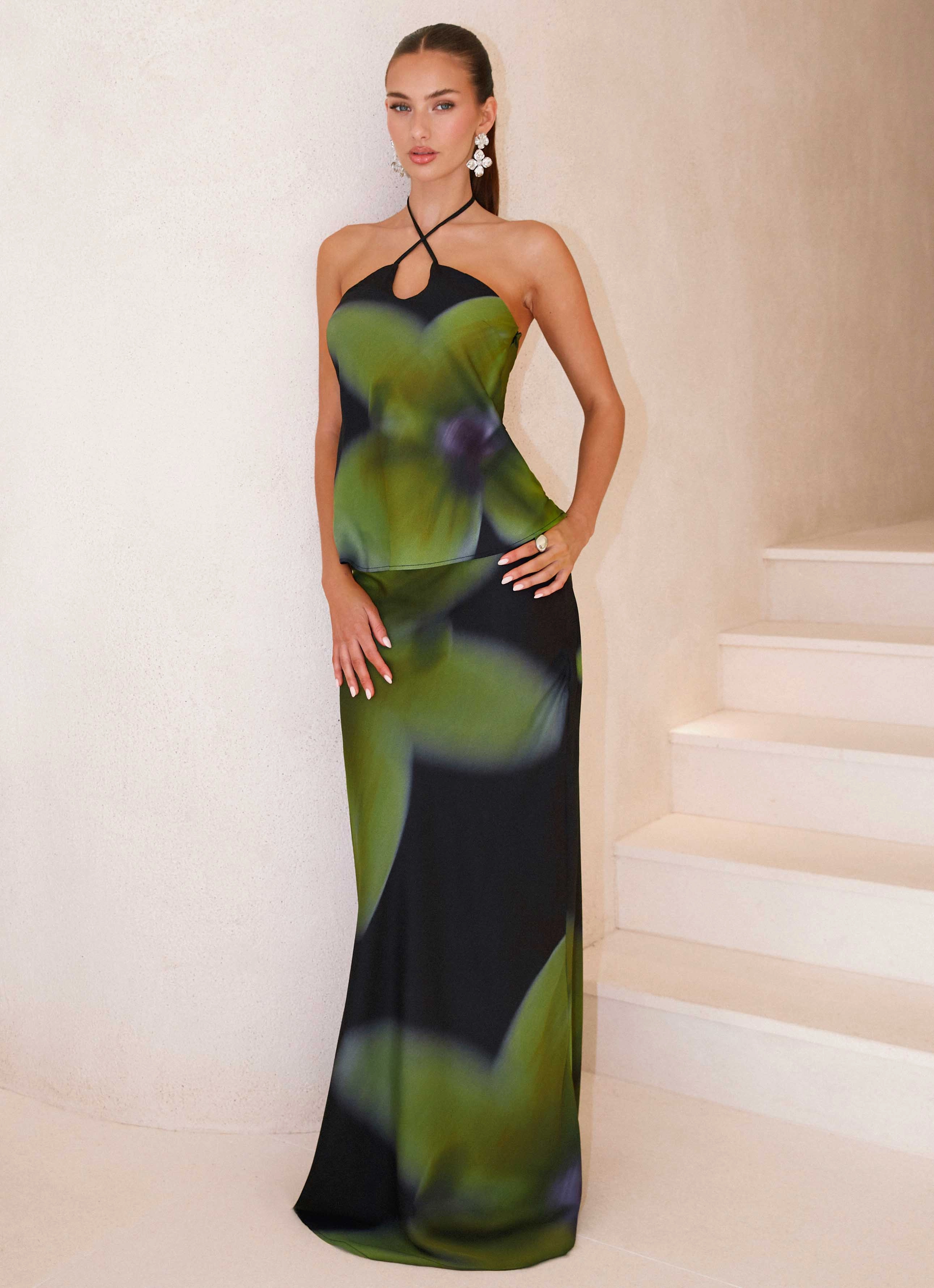 Rosetta Maxi Skirt - Lime Flower Ultra Comfort