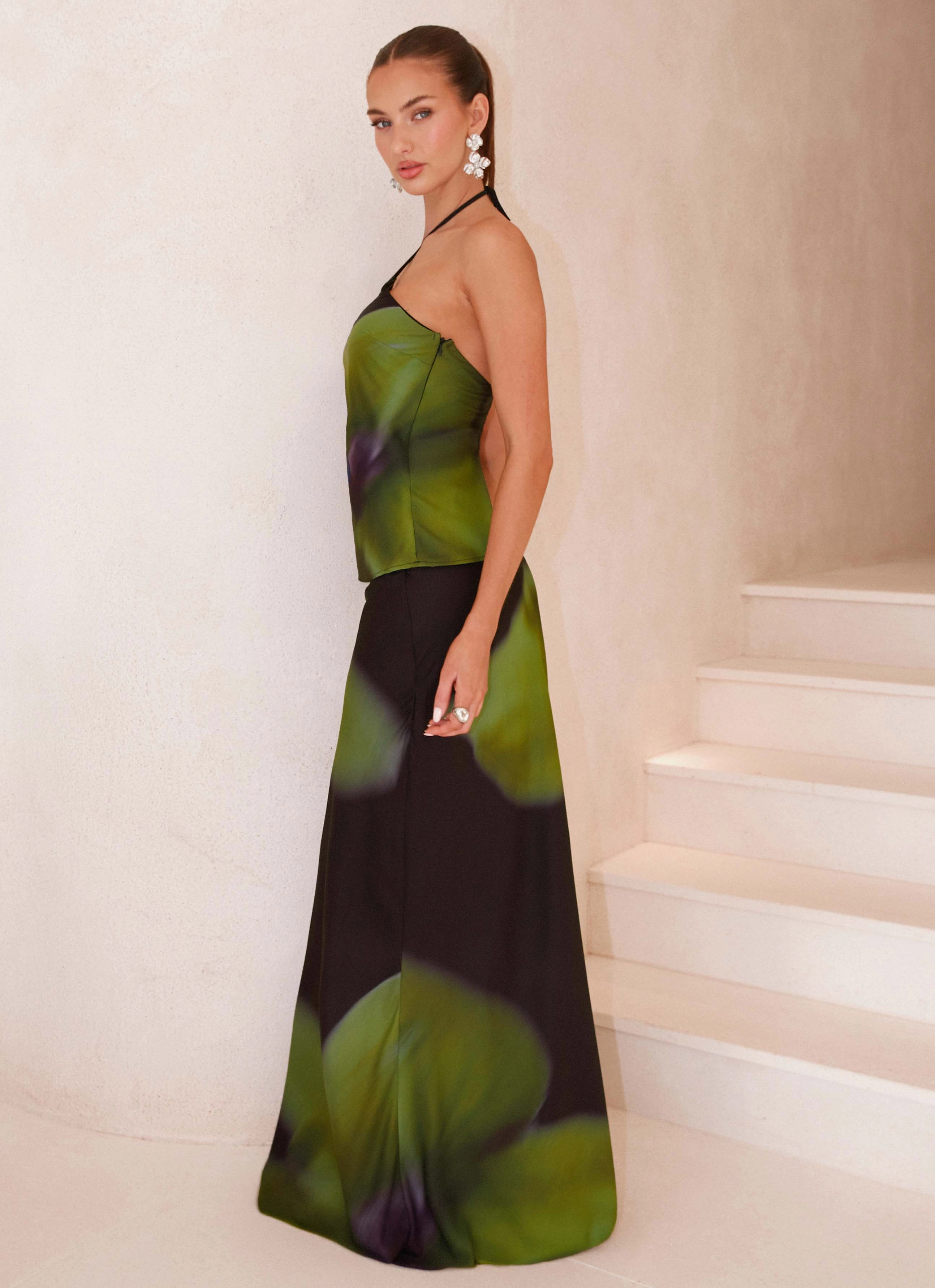 Performance Wear party look Rosetta Maxi Skirt - Lime Flower