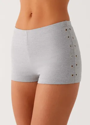 Roxy Mini Shorts - Grey Ultra Light Construction Roxy Mini Shorts - Grey Flexible Gusset Design