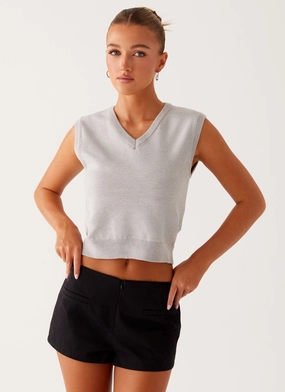 Rubberized Grip Hemline Tyne Knit Vest - Grey Tyne Knit Vest - Grey Soft Inner Lining FadeResistant Treatment