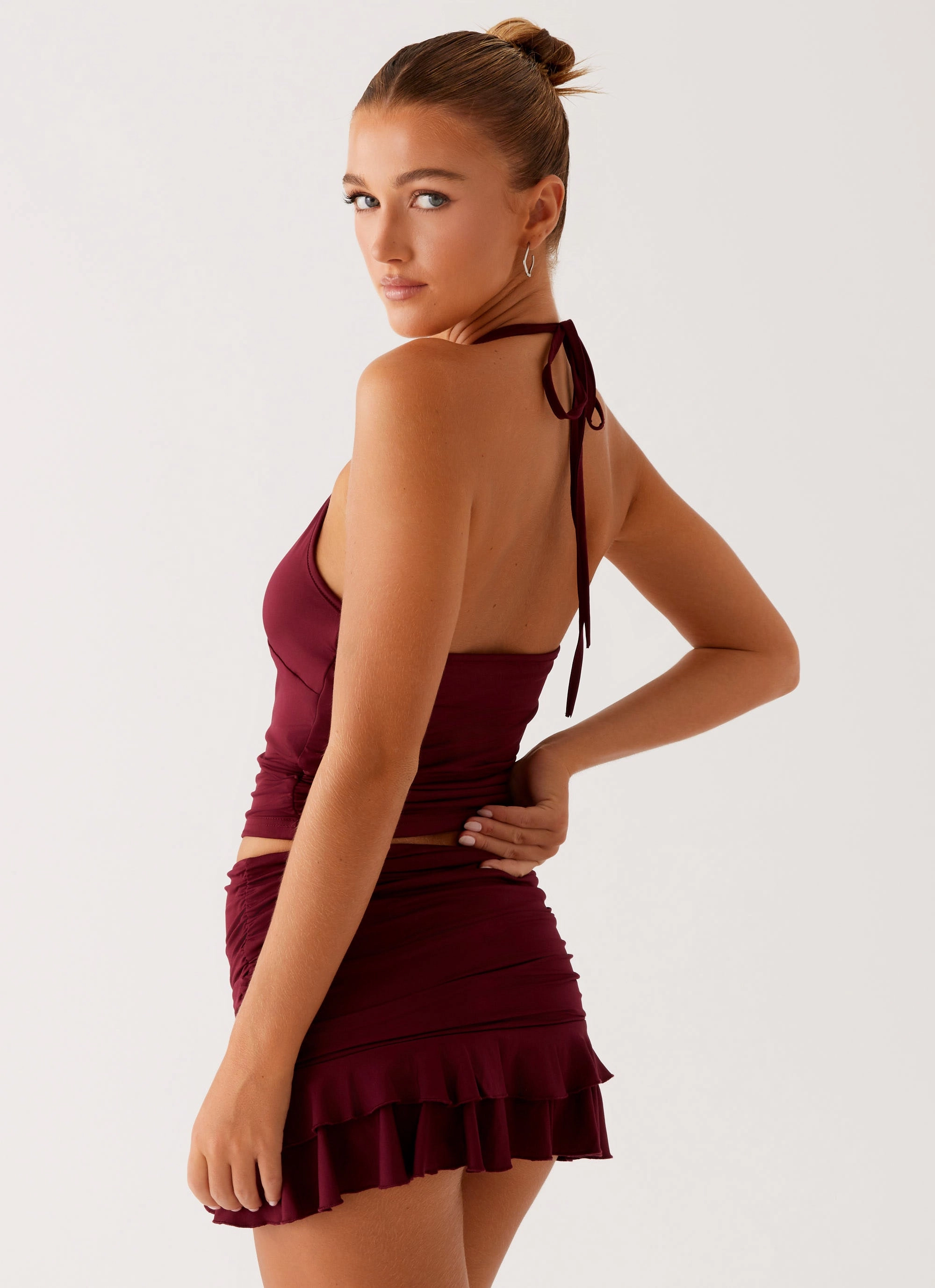 Bernie Halter Top - Raspberry Wine SoftTouch DoubleStitching