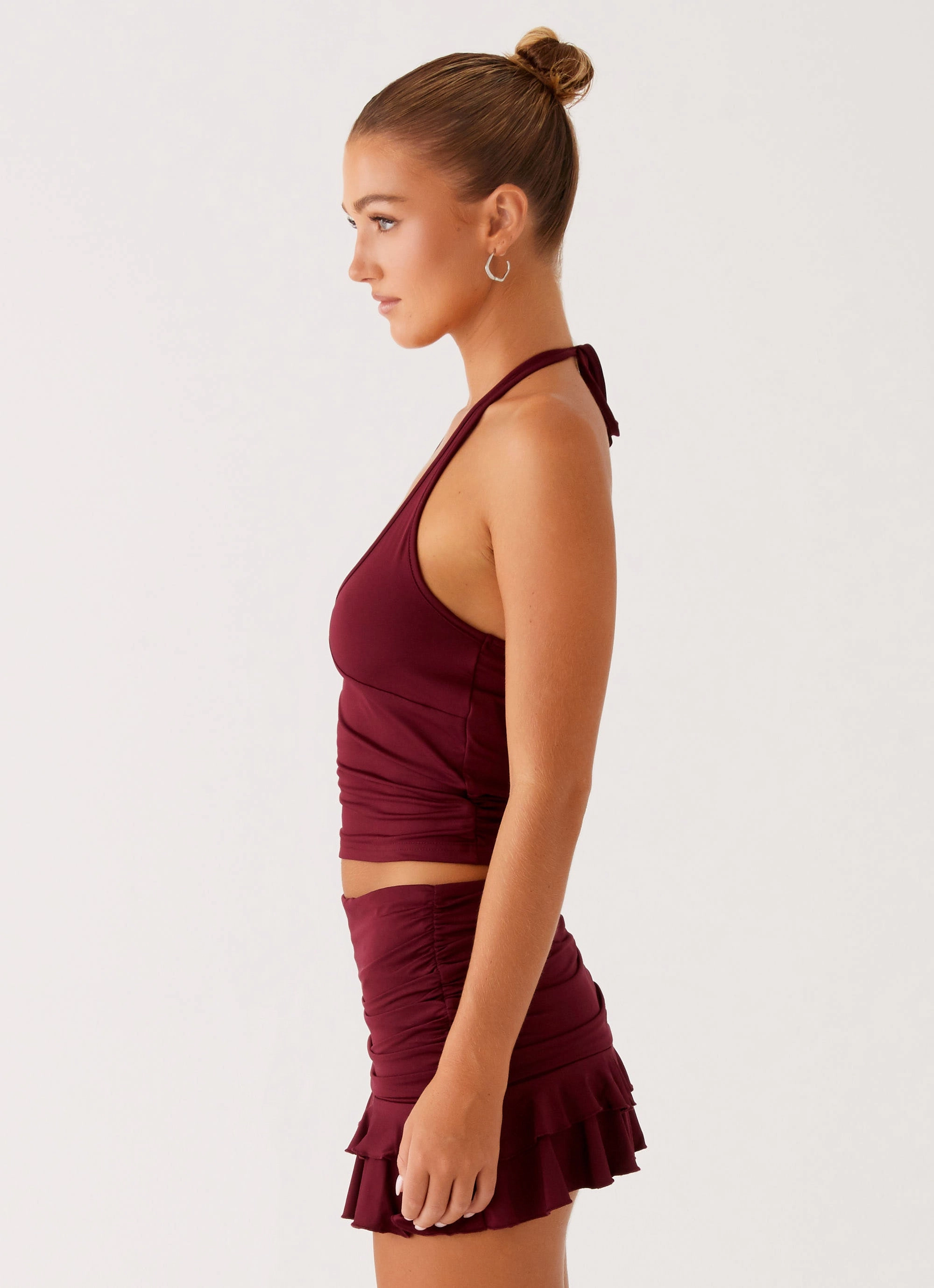 Bernie Halter Top - Raspberry Wine Sporty Sweatshirt