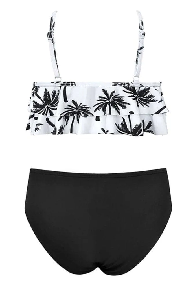 Ruffle Flounce Floral Print Girls Swimsuits