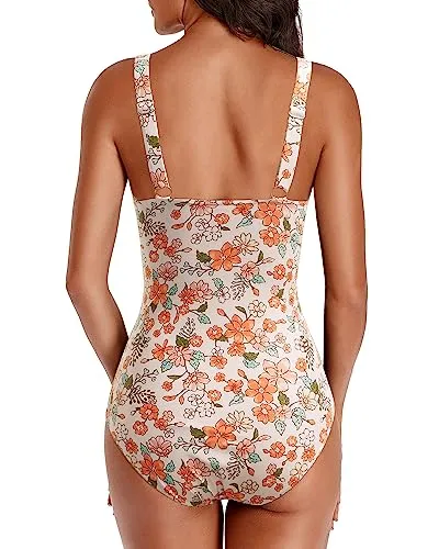 Ruffle One Piecev Neck Swimwear