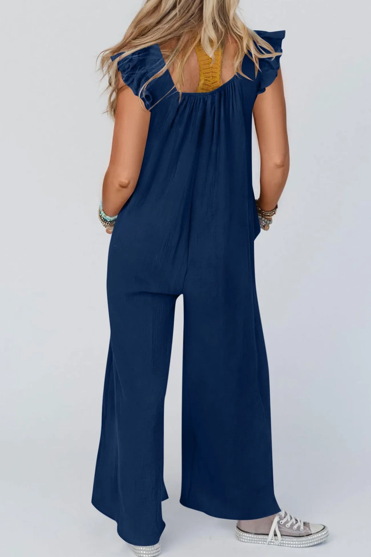 Ruffle Sleeve Pocketed Jumpsuits