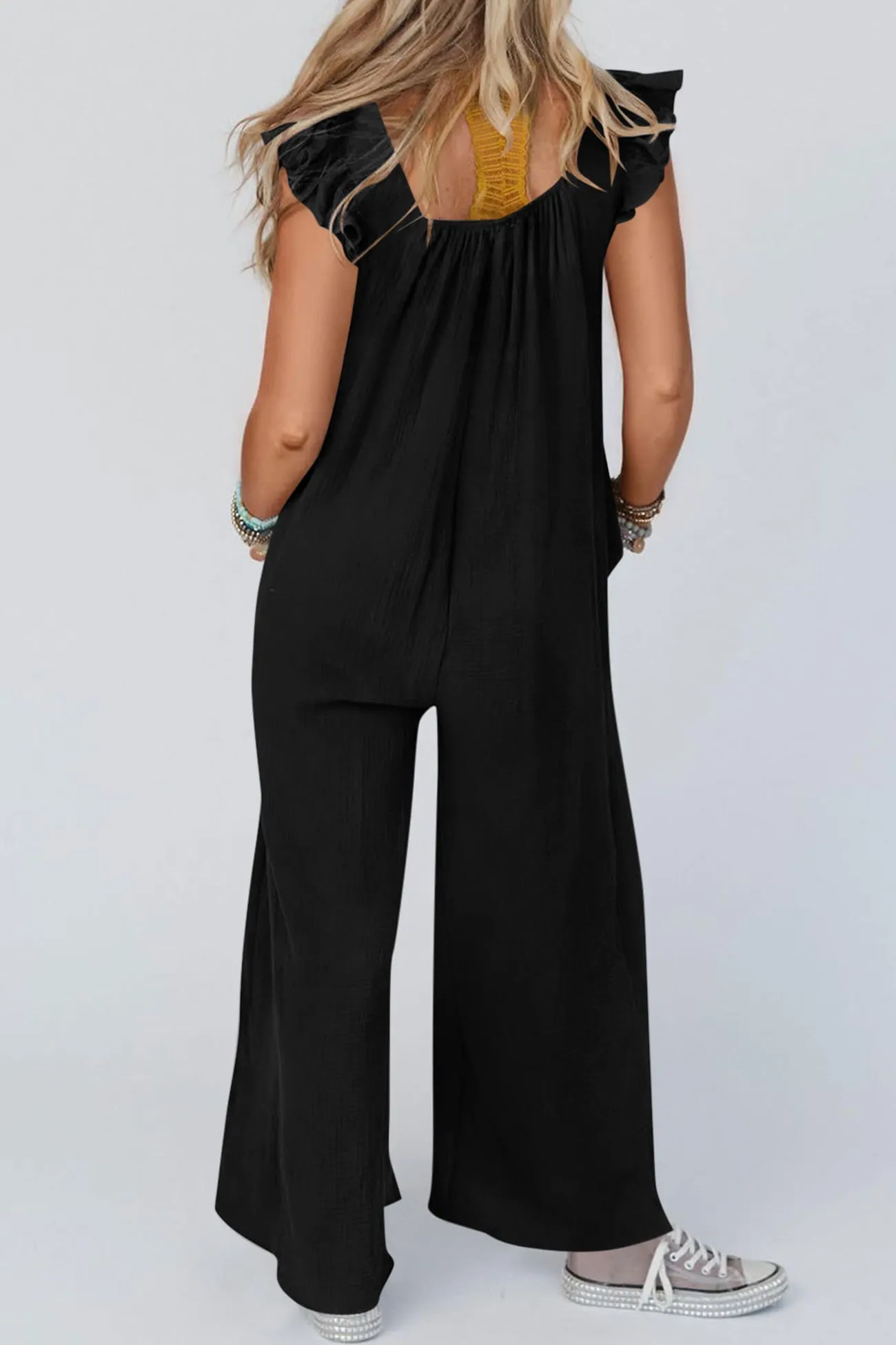 Ruffle Sleeve Pocketed Jumpsuits